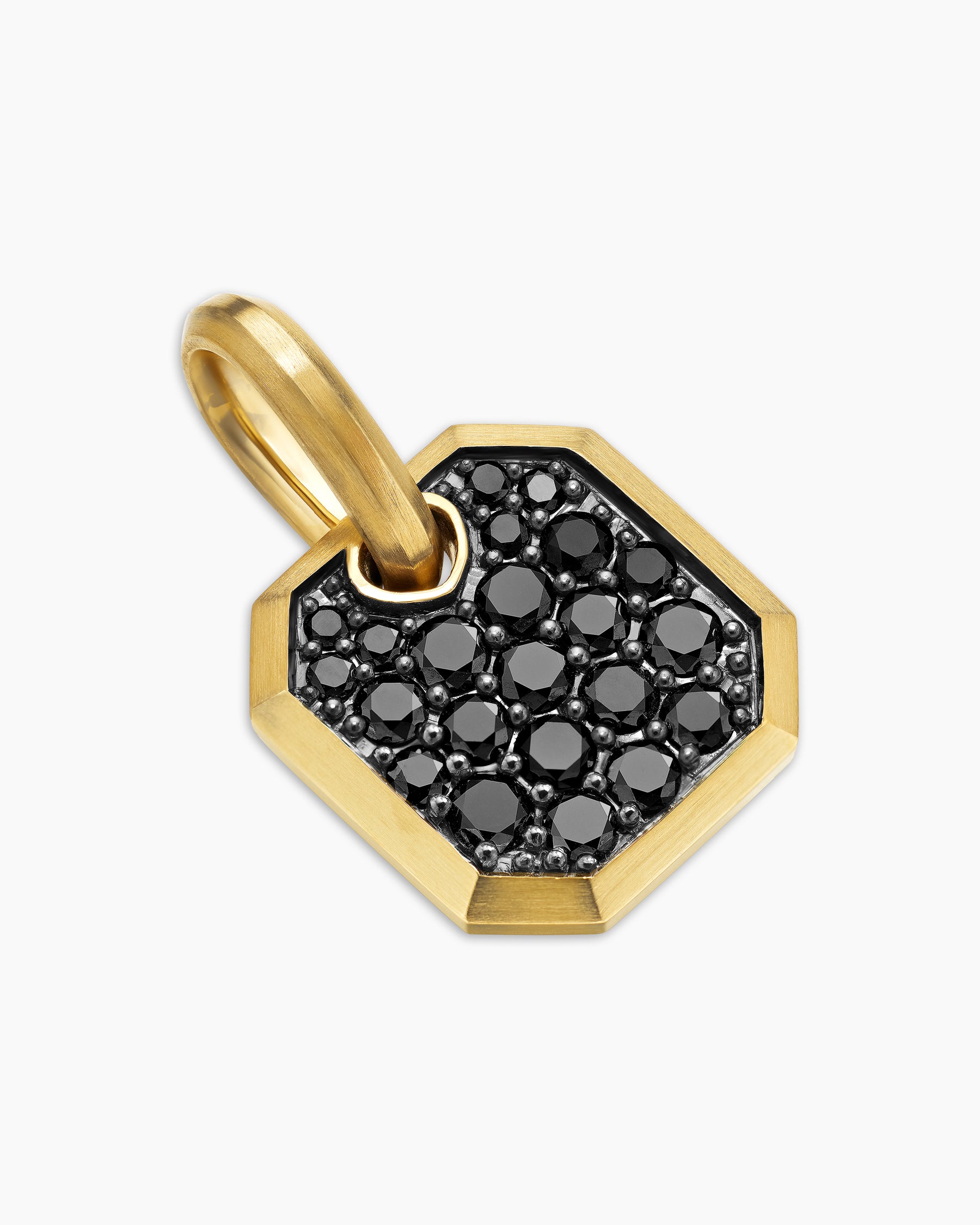 Octagonal Amulet in 18K Yellow Gold with Black Diamonds, 15mm - Image 3