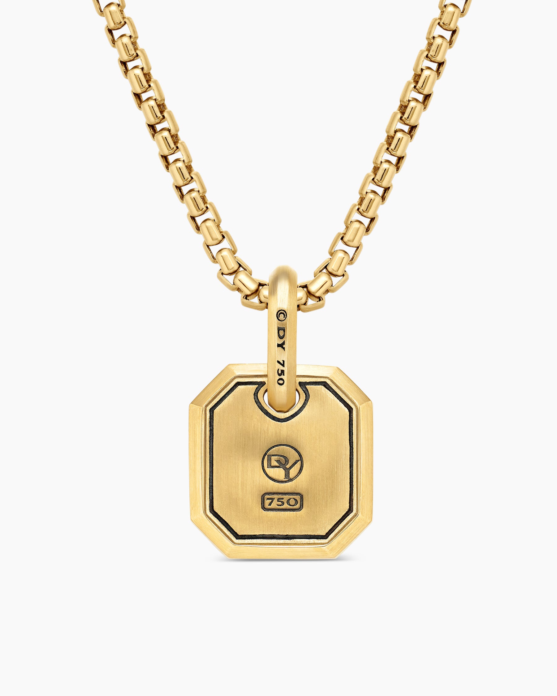 Octagonal Amulet in 18K Yellow Gold with Black Diamonds, 15mm - Image 4