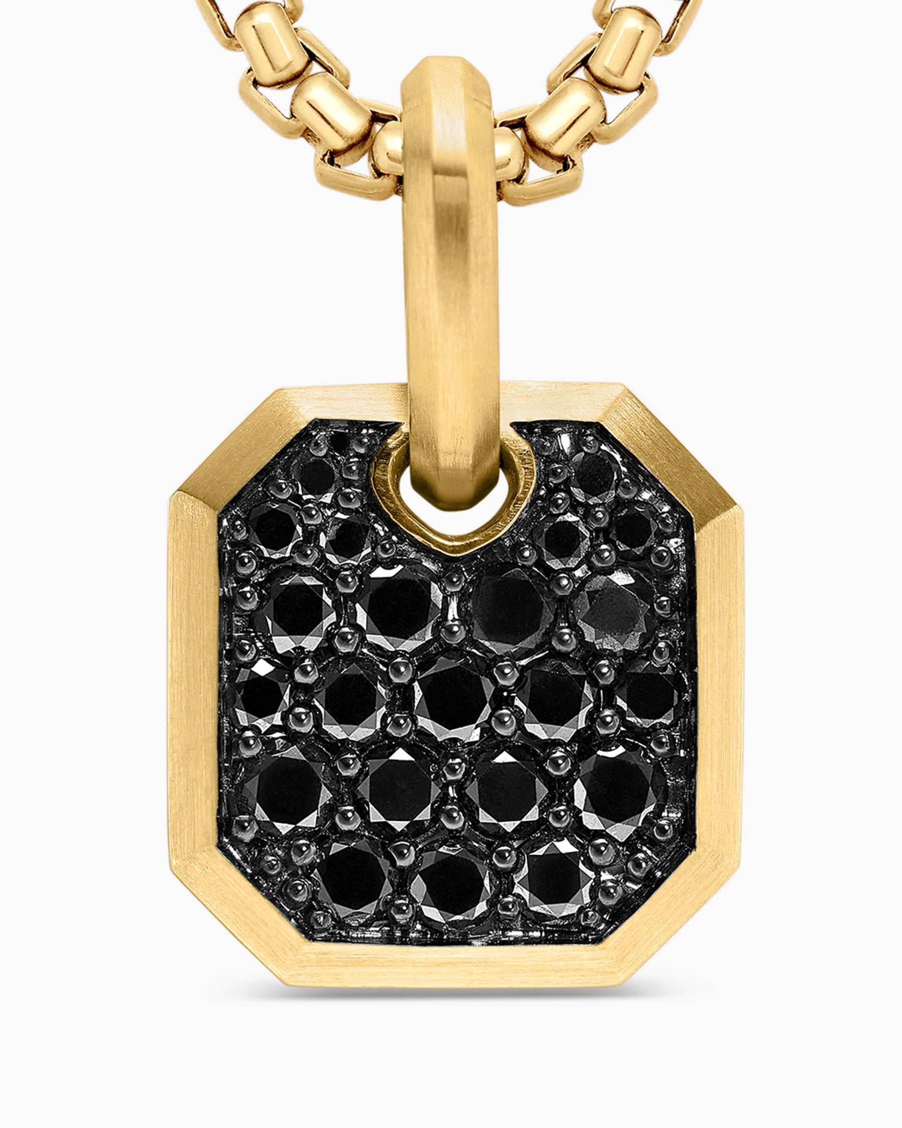 Octagonal Amulet in 18K Yellow Gold with Black Diamonds, 15mm - Image 5