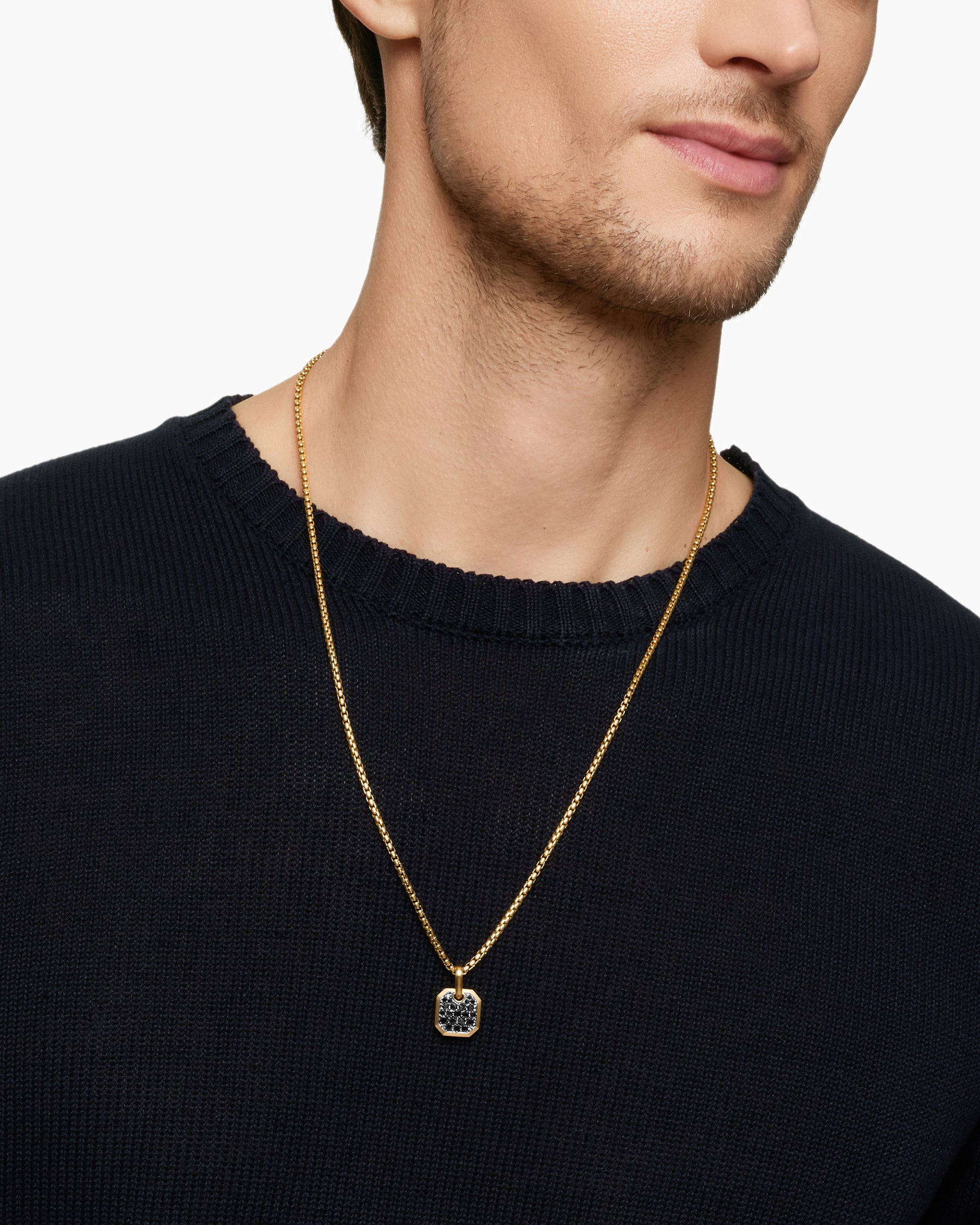 Alternative view of Octagonal Amulet in 18K Yellow Gold with Black Diamonds, 15mm
