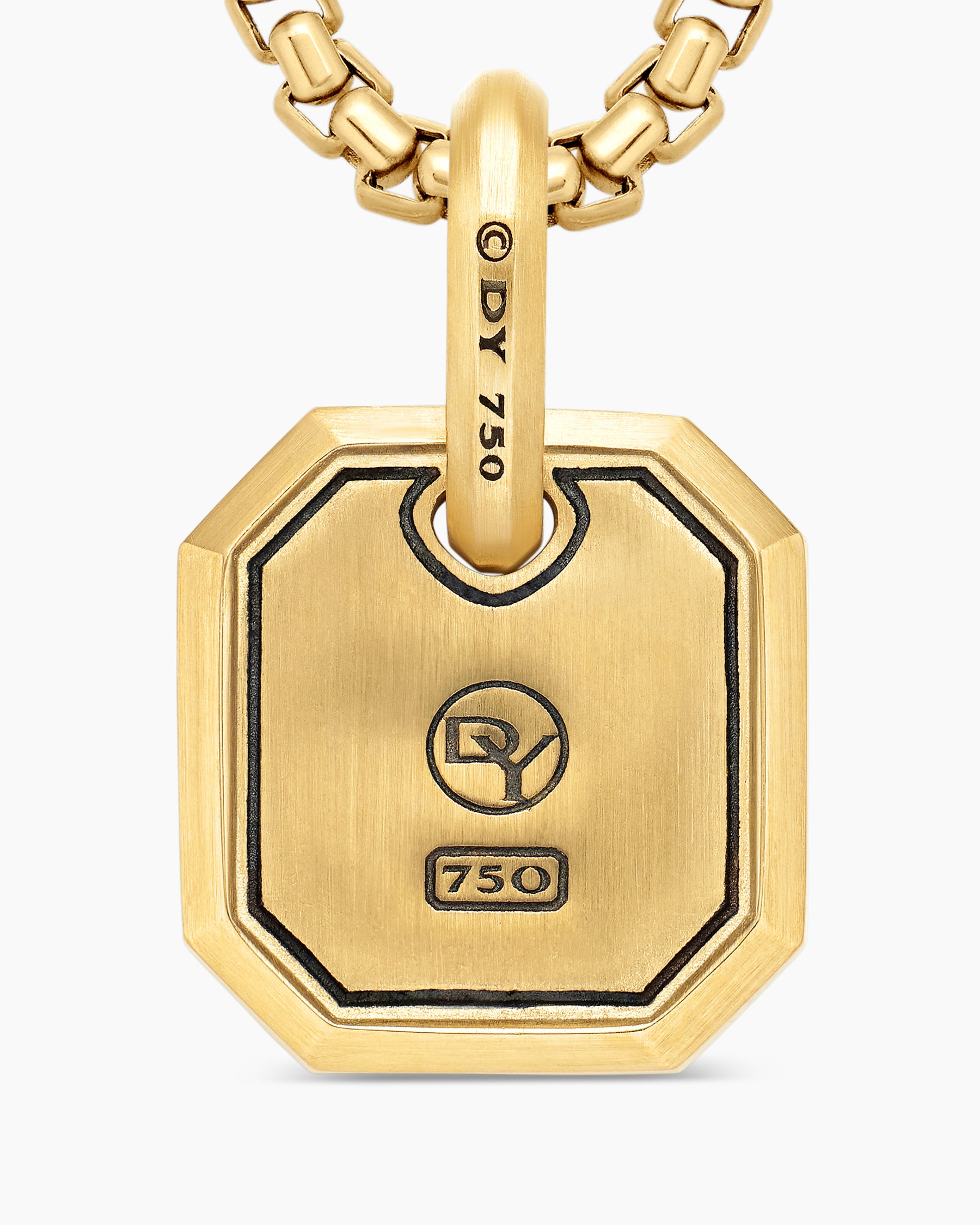 Octagonal Amulet in 18K Yellow Gold with Diamonds, 15mm - Image 6