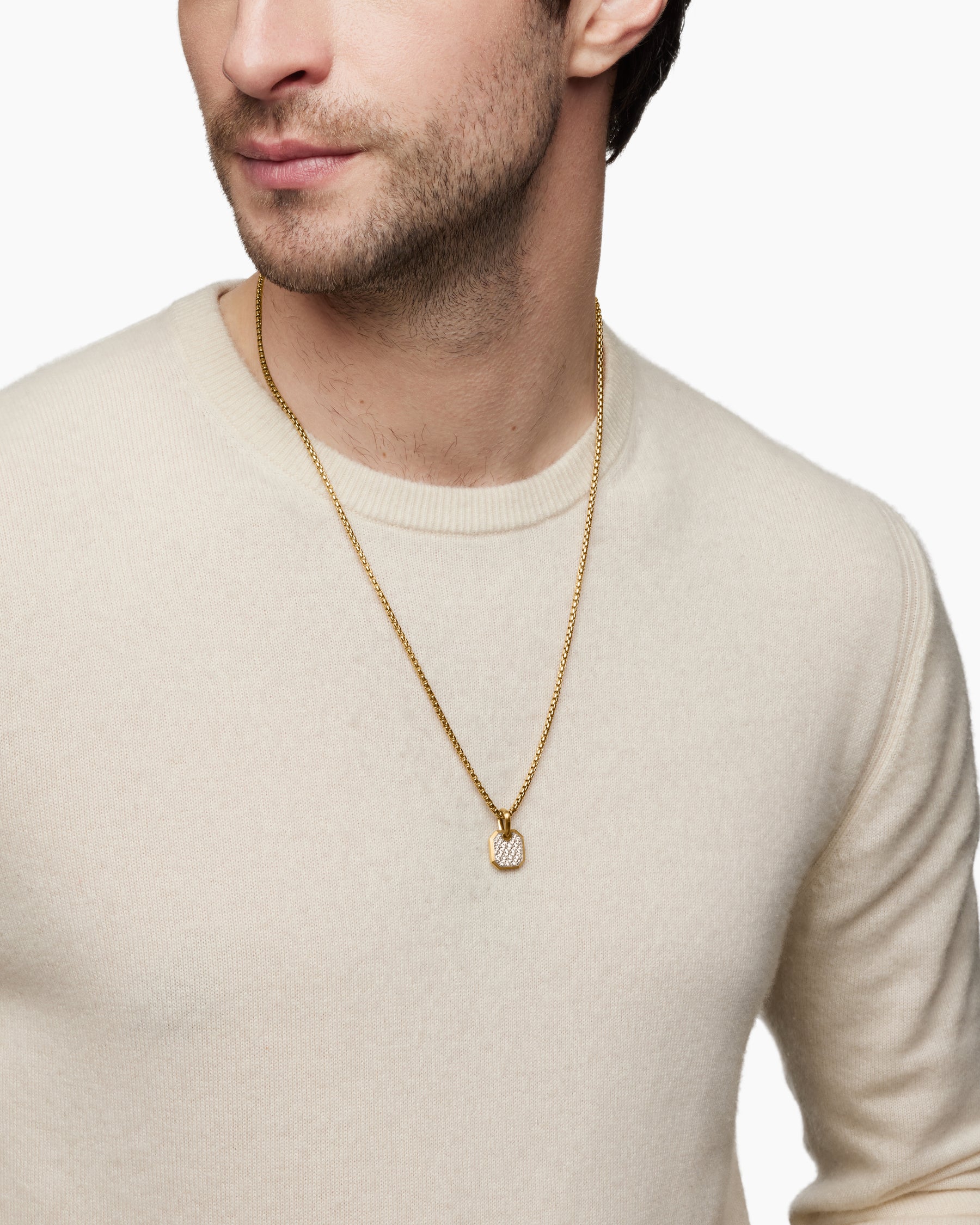 Alternative view of Octagonal Amulet in 18K Yellow Gold with Diamonds, 15mm