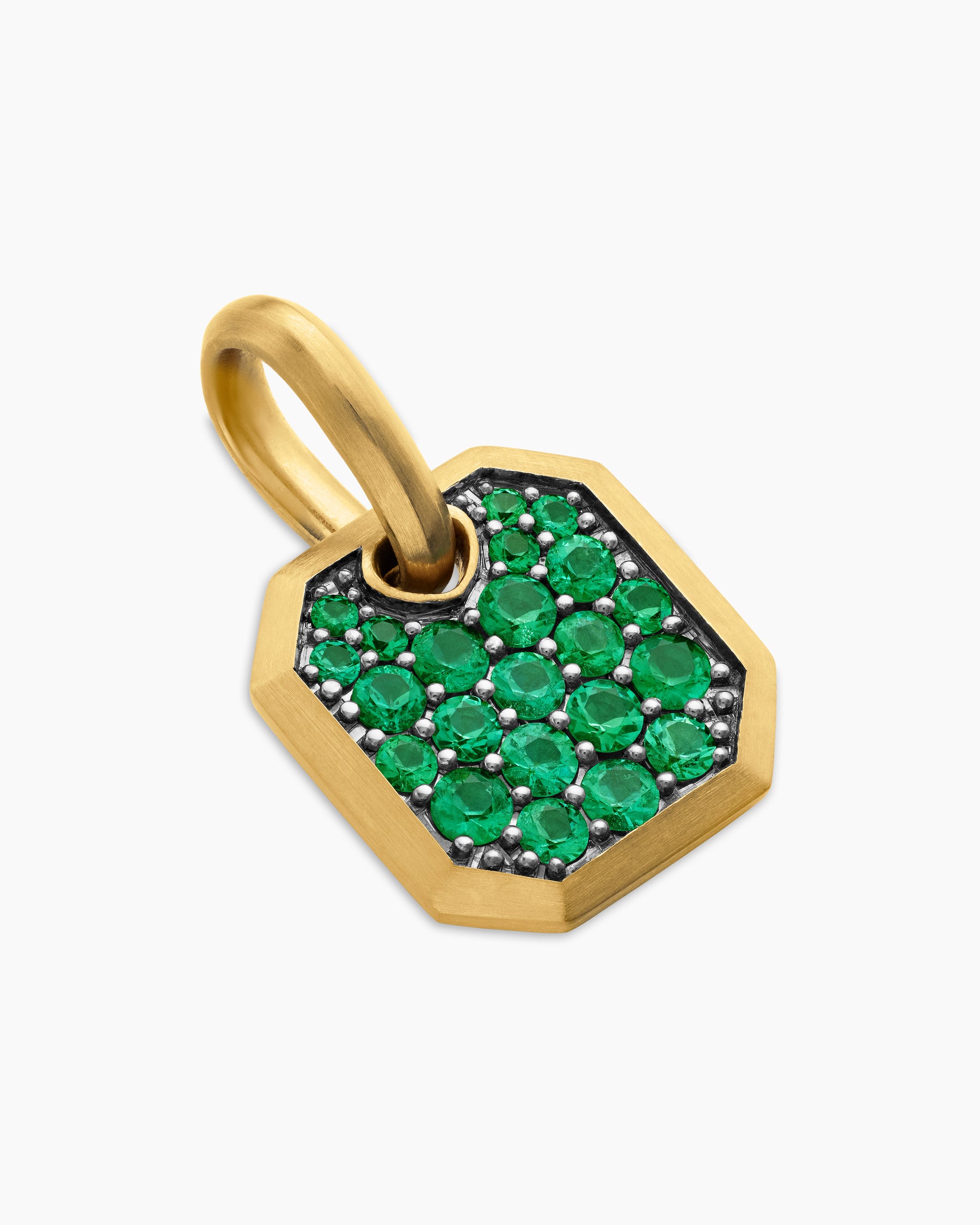 Octagonal Amulet in 18K Yellow Gold with Emeralds, 15mm - Image 3