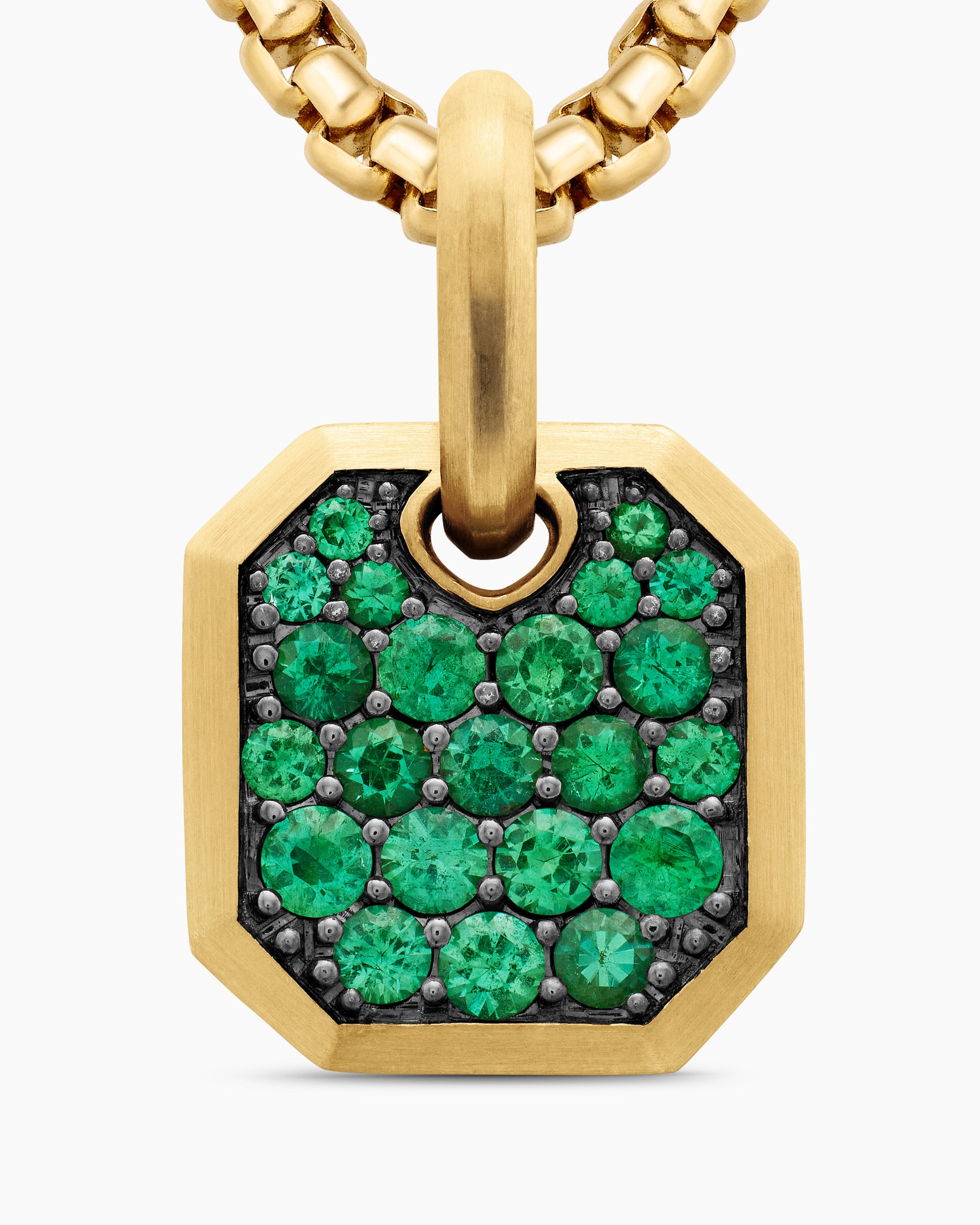 Octagonal Amulet in 18K Yellow Gold with Emeralds, 15mm - Image 5