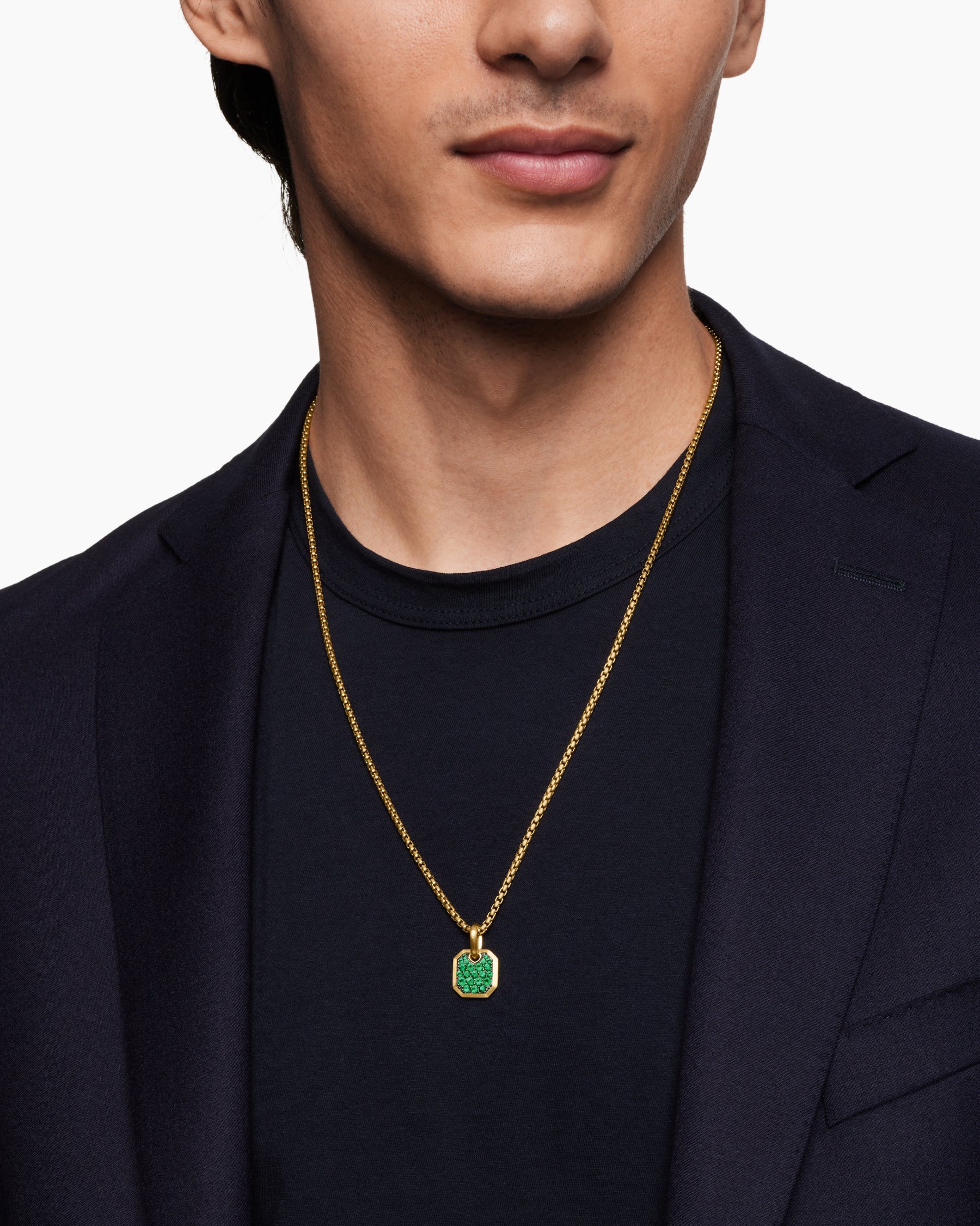 Octagonal Amulet in 18K Yellow Gold with Emeralds, 15mm - Image 7