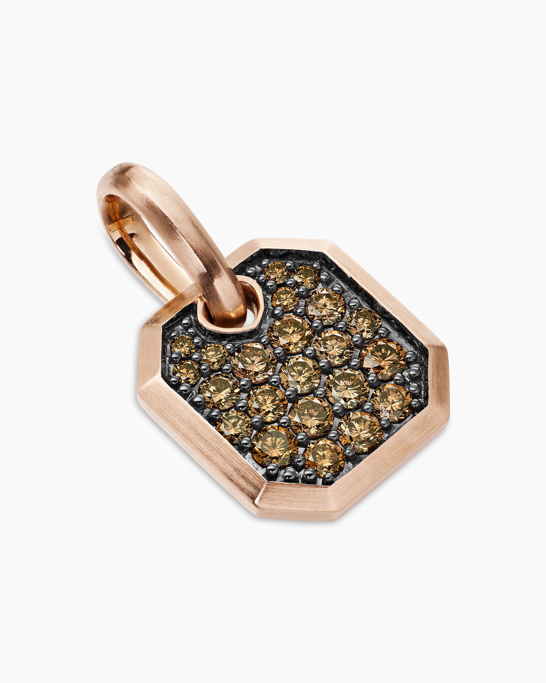 Octagonal Amulet in 18K Rose Gold with Cognac Diamonds, 15mm - Image 3