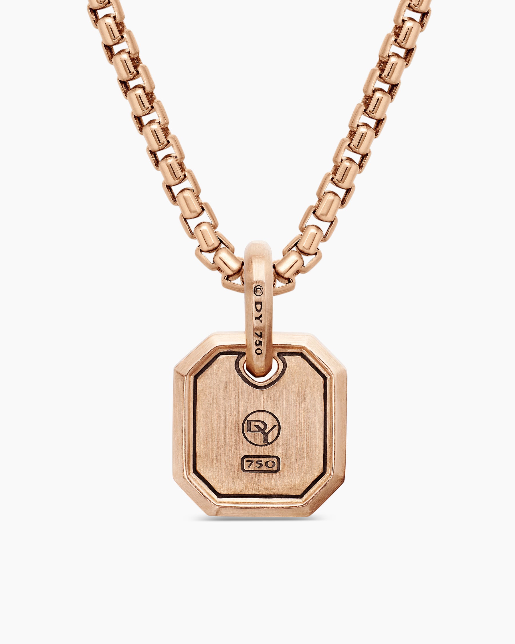 Octagonal Amulet in 18K Rose Gold with Cognac Diamonds, 15mm - Image 4