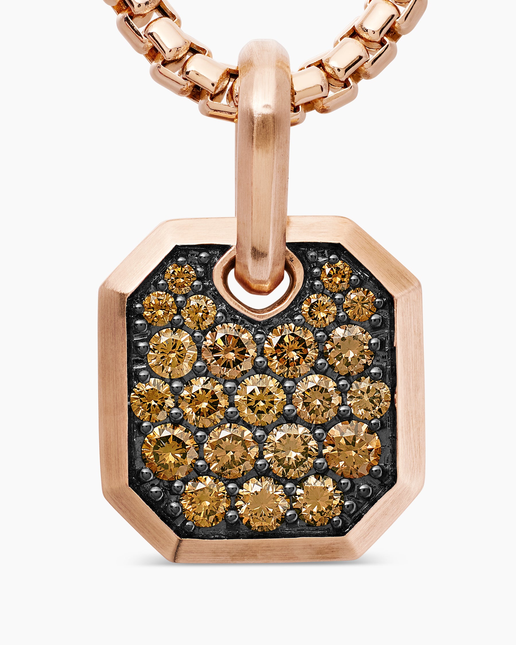 Octagonal Amulet in 18K Rose Gold with Cognac Diamonds, 15mm - Image 5