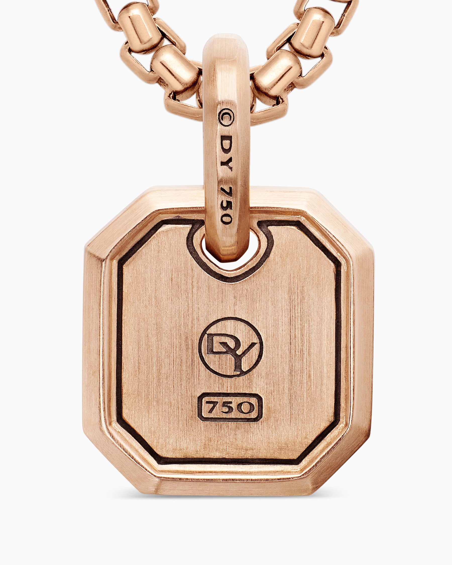 Octagonal Amulet in 18K Rose Gold with Cognac Diamonds, 15mm - Image 6