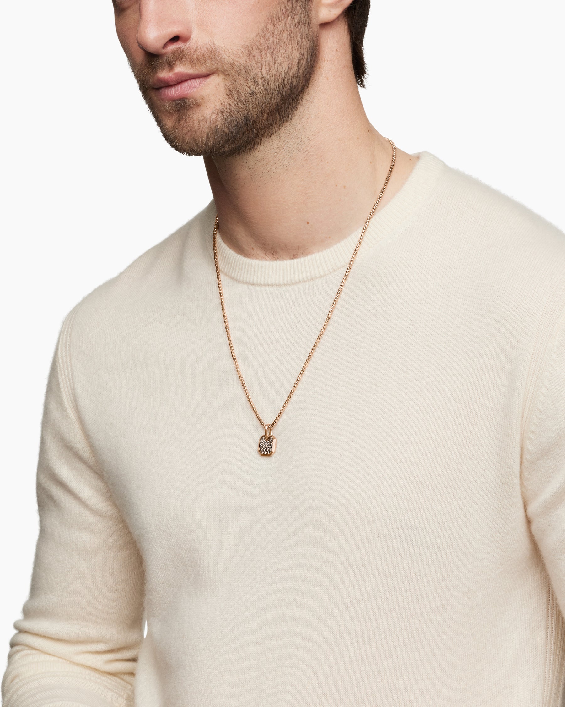 Alternative view of Octagonal Amulet in 18K Rose Gold with Cognac Diamonds, 15mm