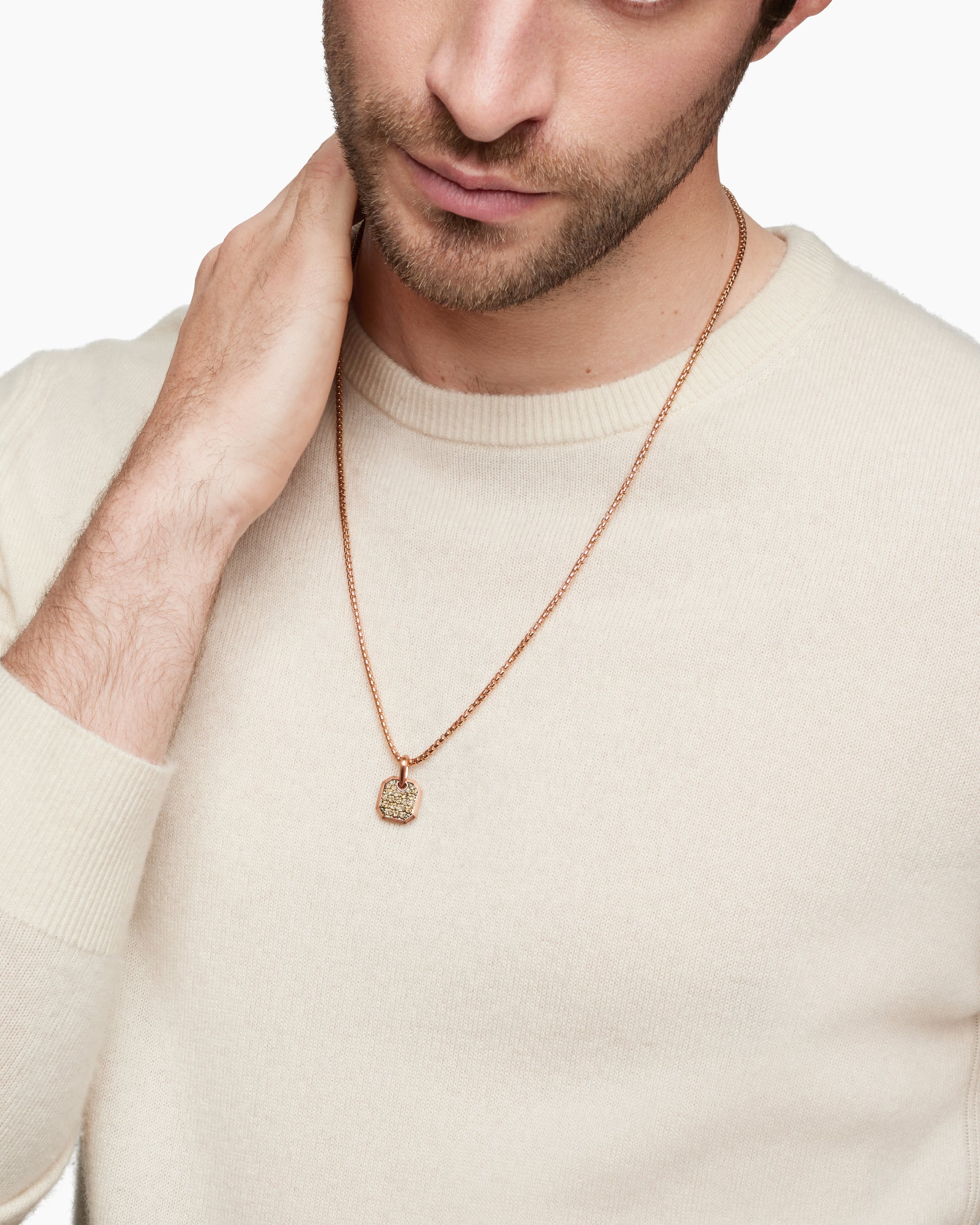 Octagonal Amulet in 18K Rose Gold with Cognac Diamonds, 15mm - Image 7