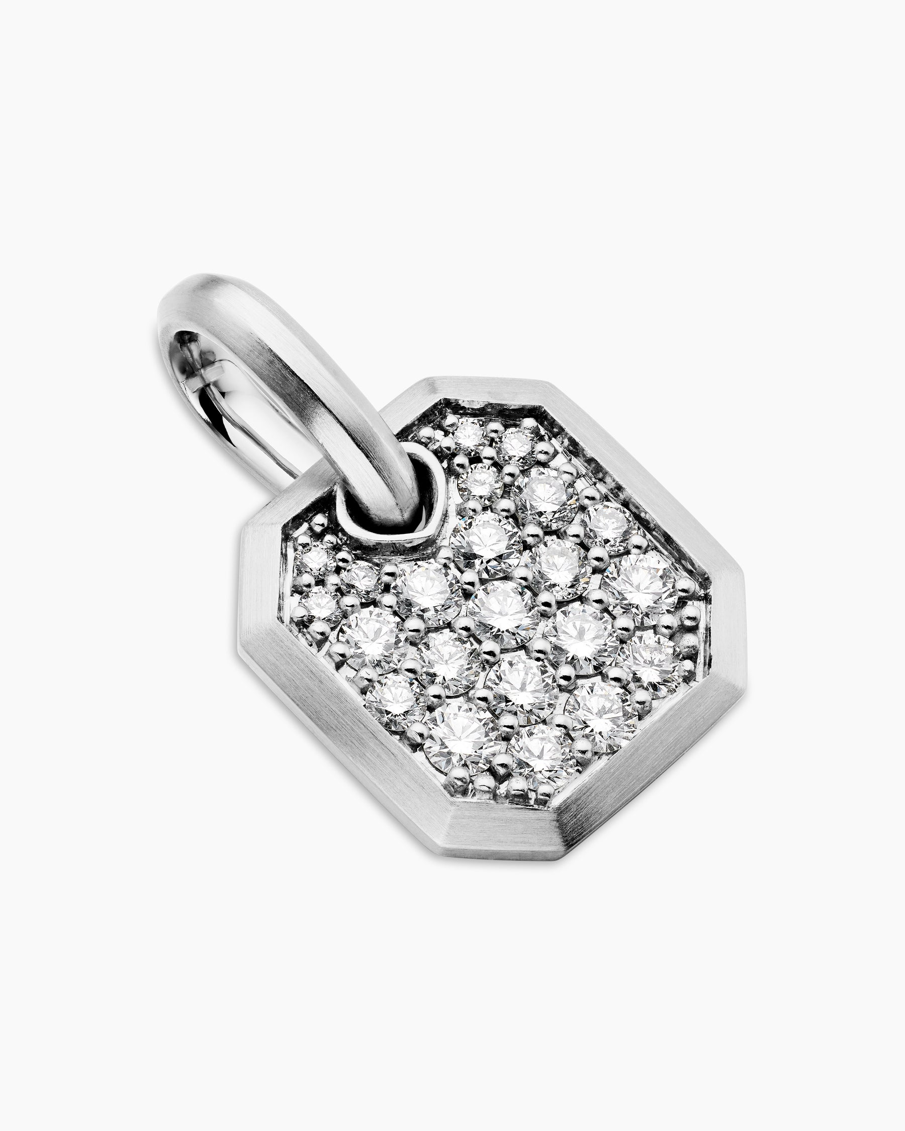 Octagonal Amulet in 18K White Gold with Diamonds, 15mm - Image 3