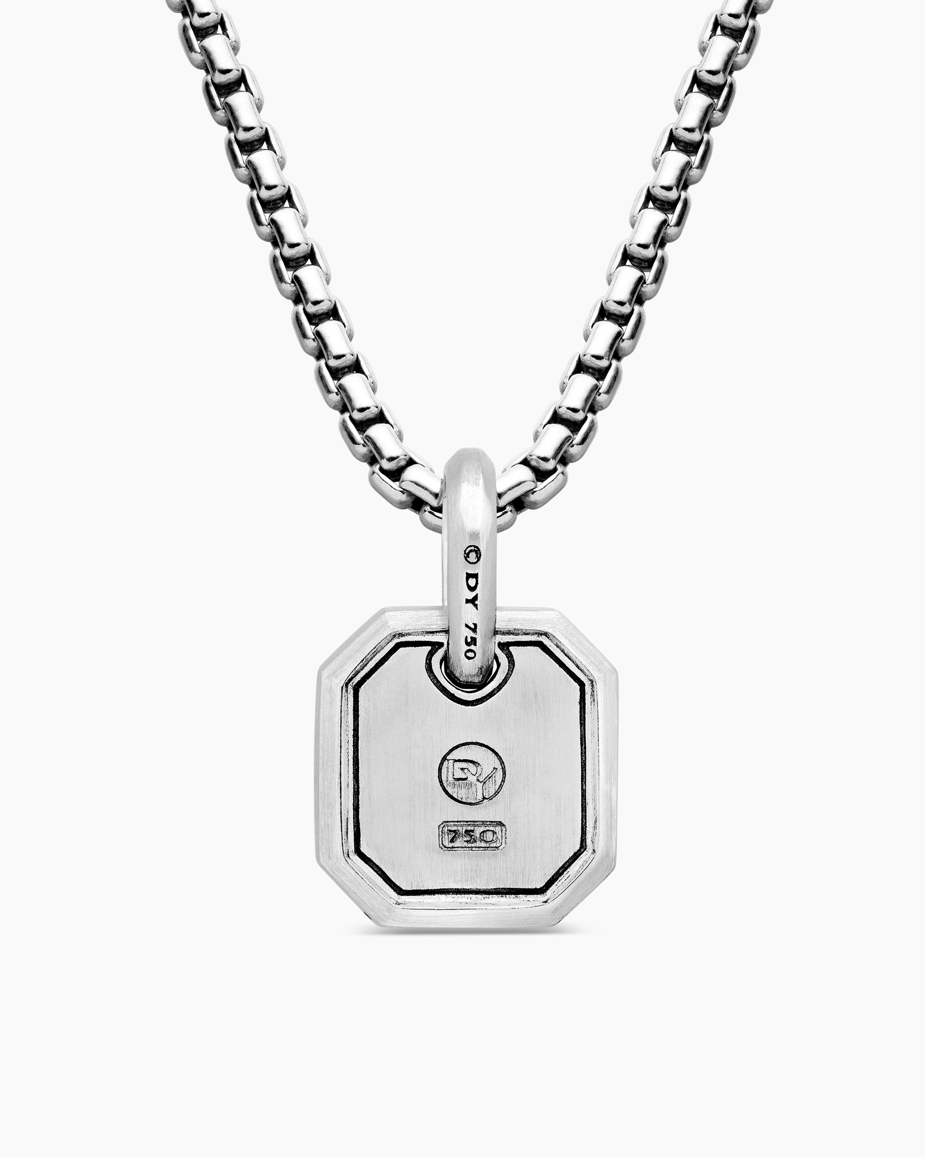 Octagonal Amulet in 18K White Gold with Diamonds, 15mm - Image 4