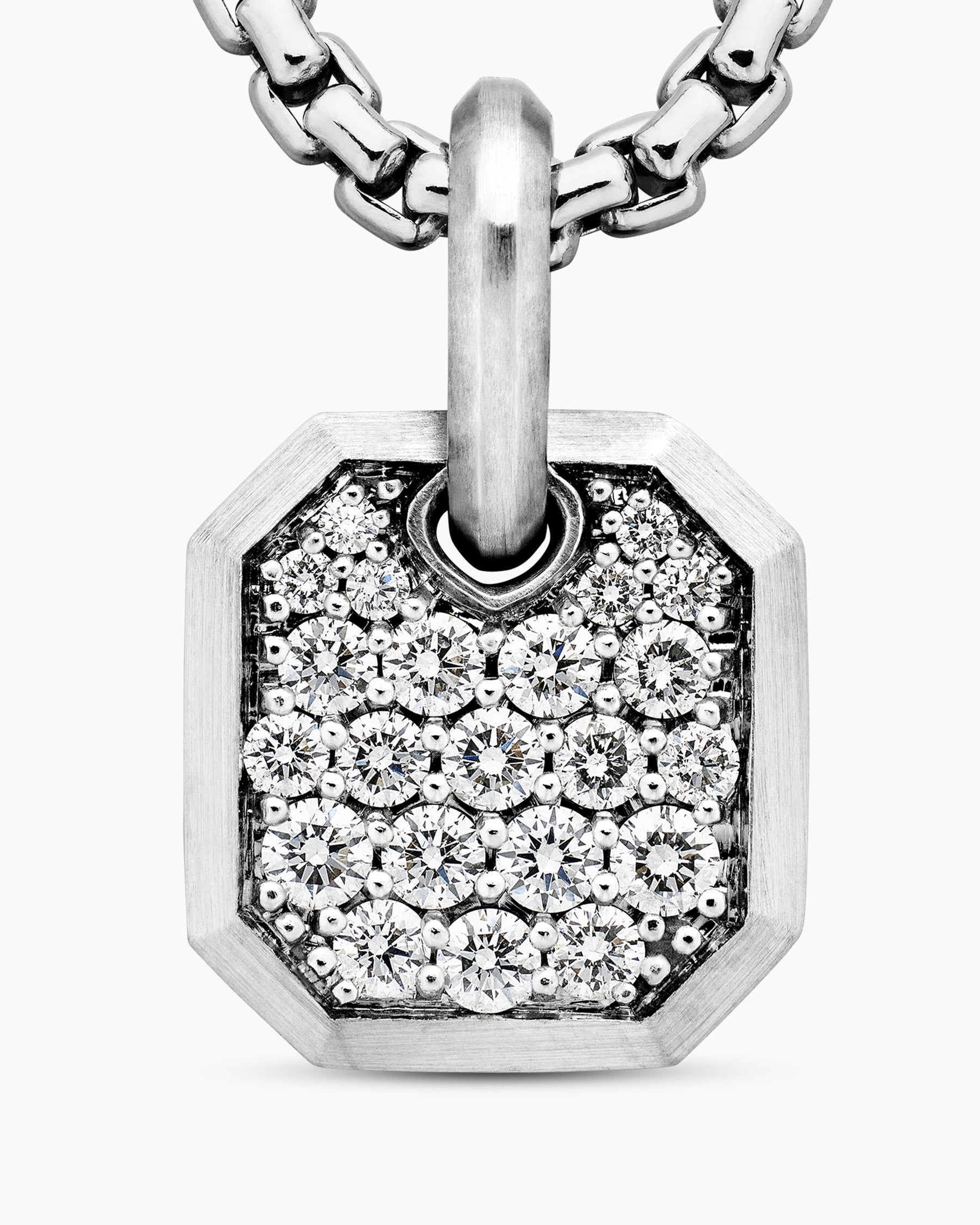 Octagonal Amulet in 18K White Gold with Diamonds, 15mm - Image 5