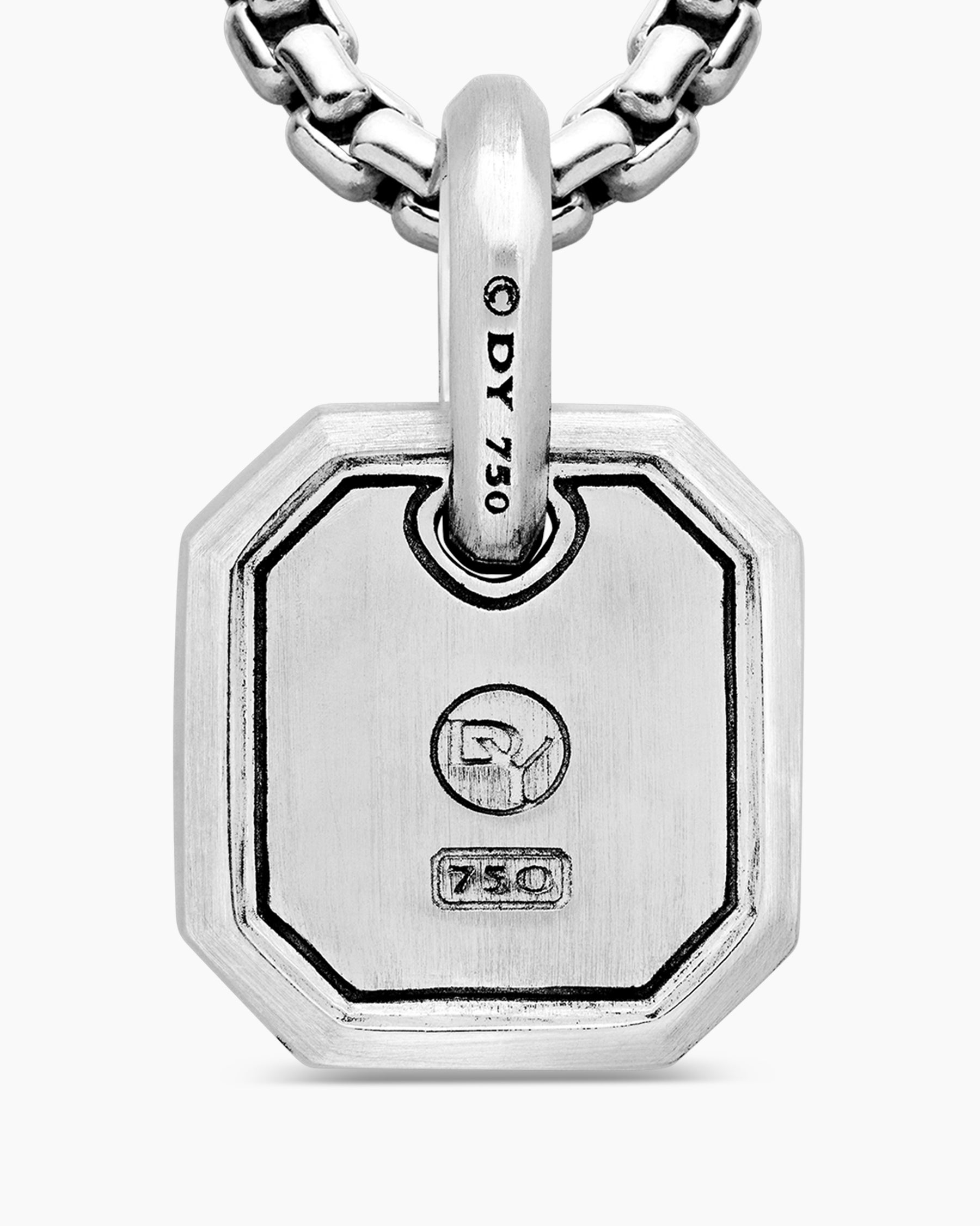 Octagonal Amulet in 18K White Gold with Diamonds, 15mm - Image 6