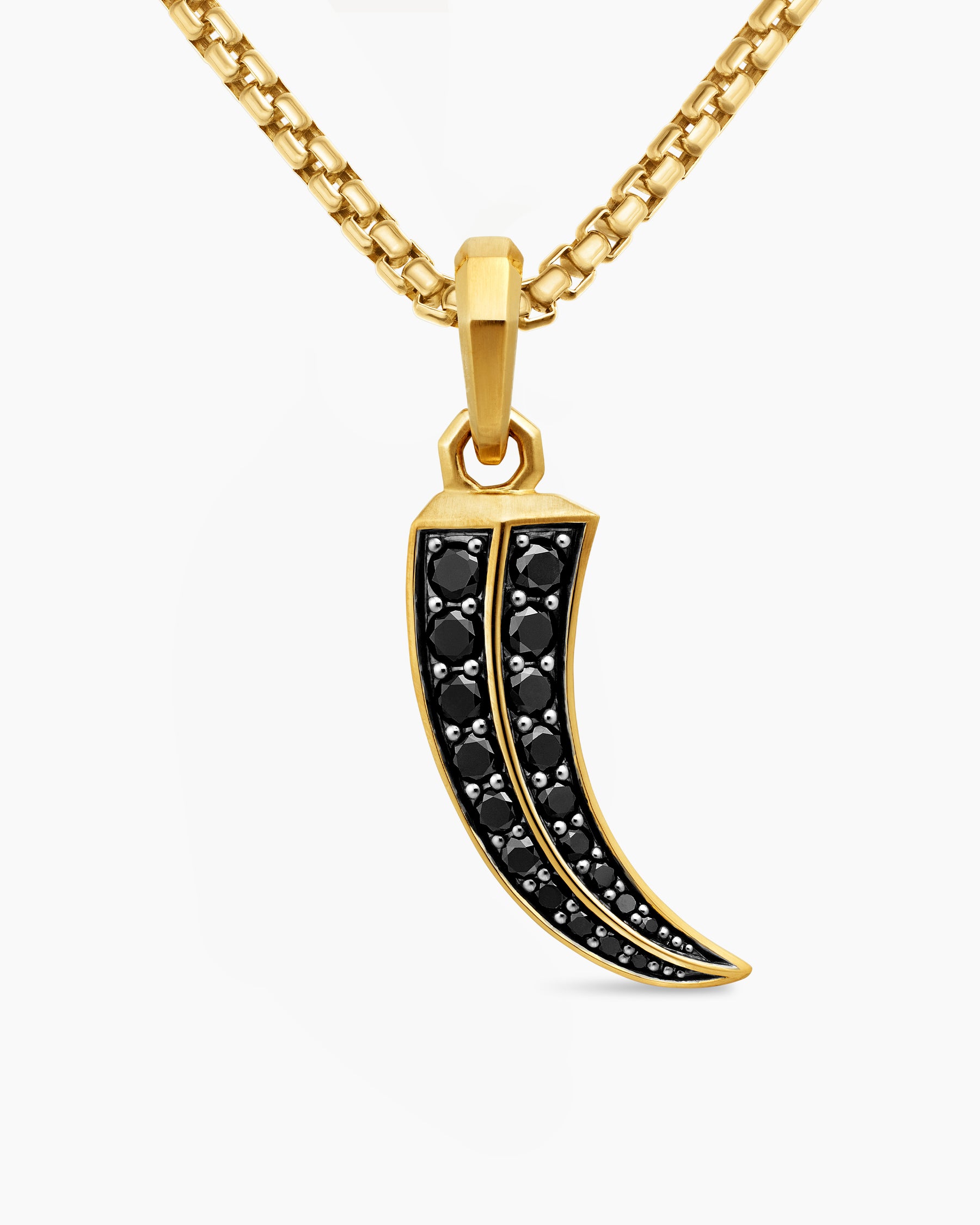Claw Amulet in 18K Yellow Gold with Black Diamonds, 25mm