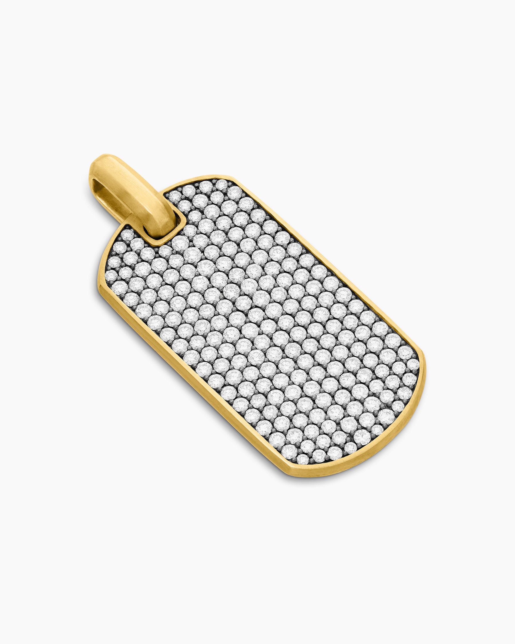 Chevron Tag in 18K Yellow Gold with Diamonds, 42mm - Image 3