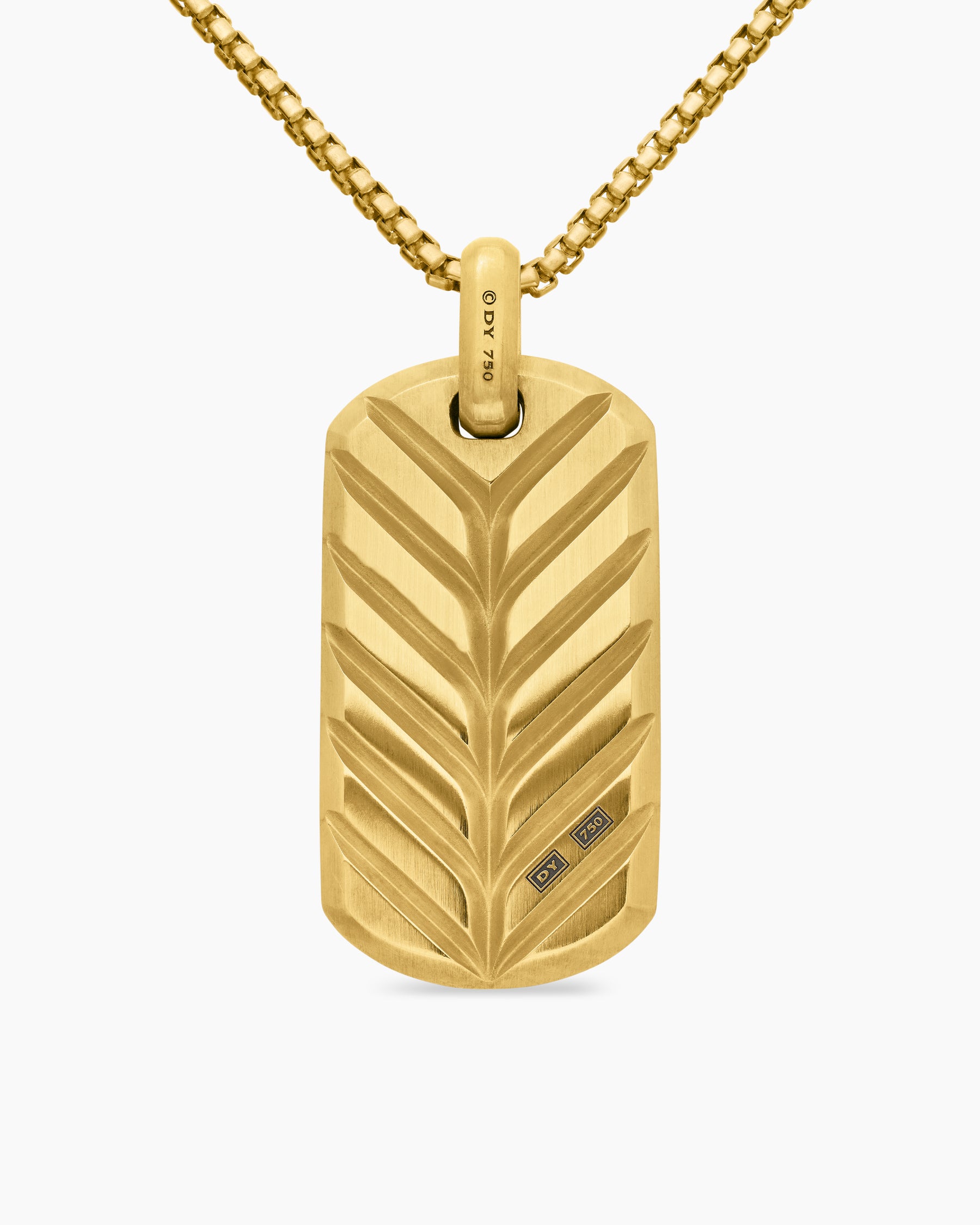 Chevron Tag in 18K Yellow Gold with Diamonds, 42mm - Image 4