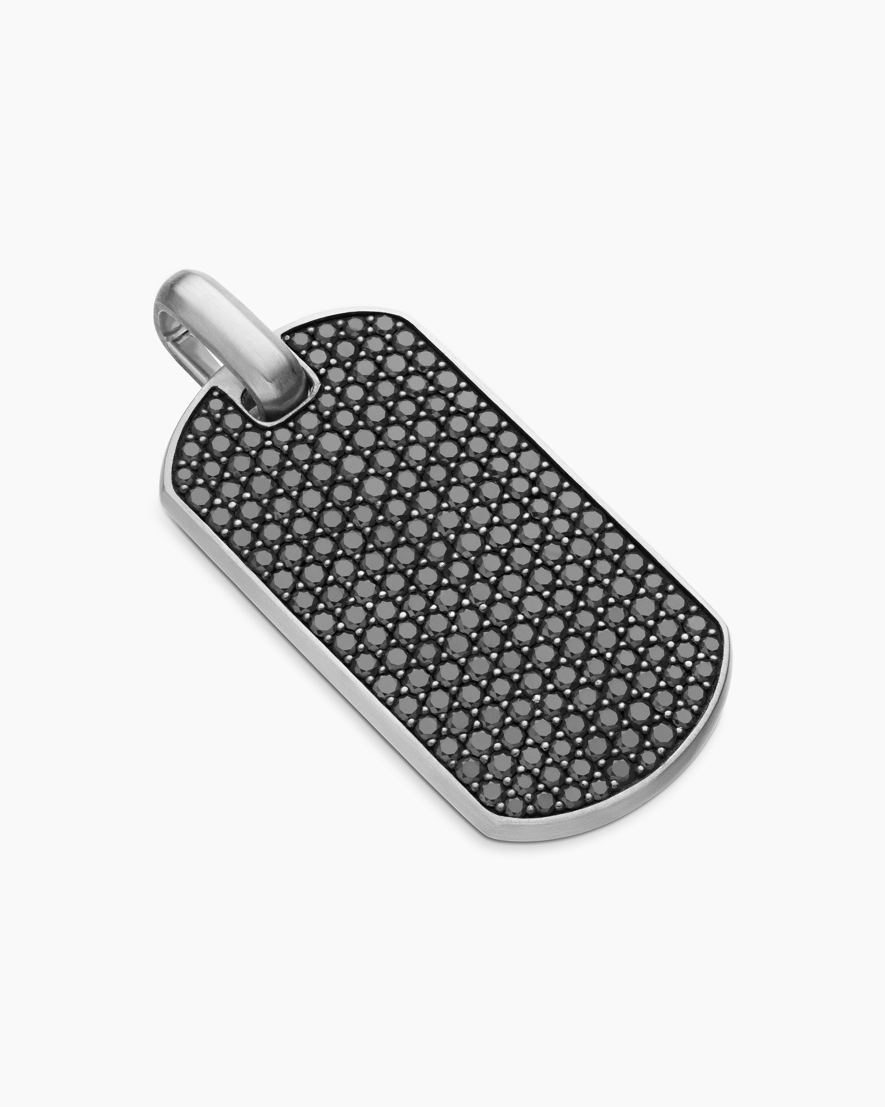 Chevron Tag in Sterling Silver with Black Diamonds, 42mm - Image 3