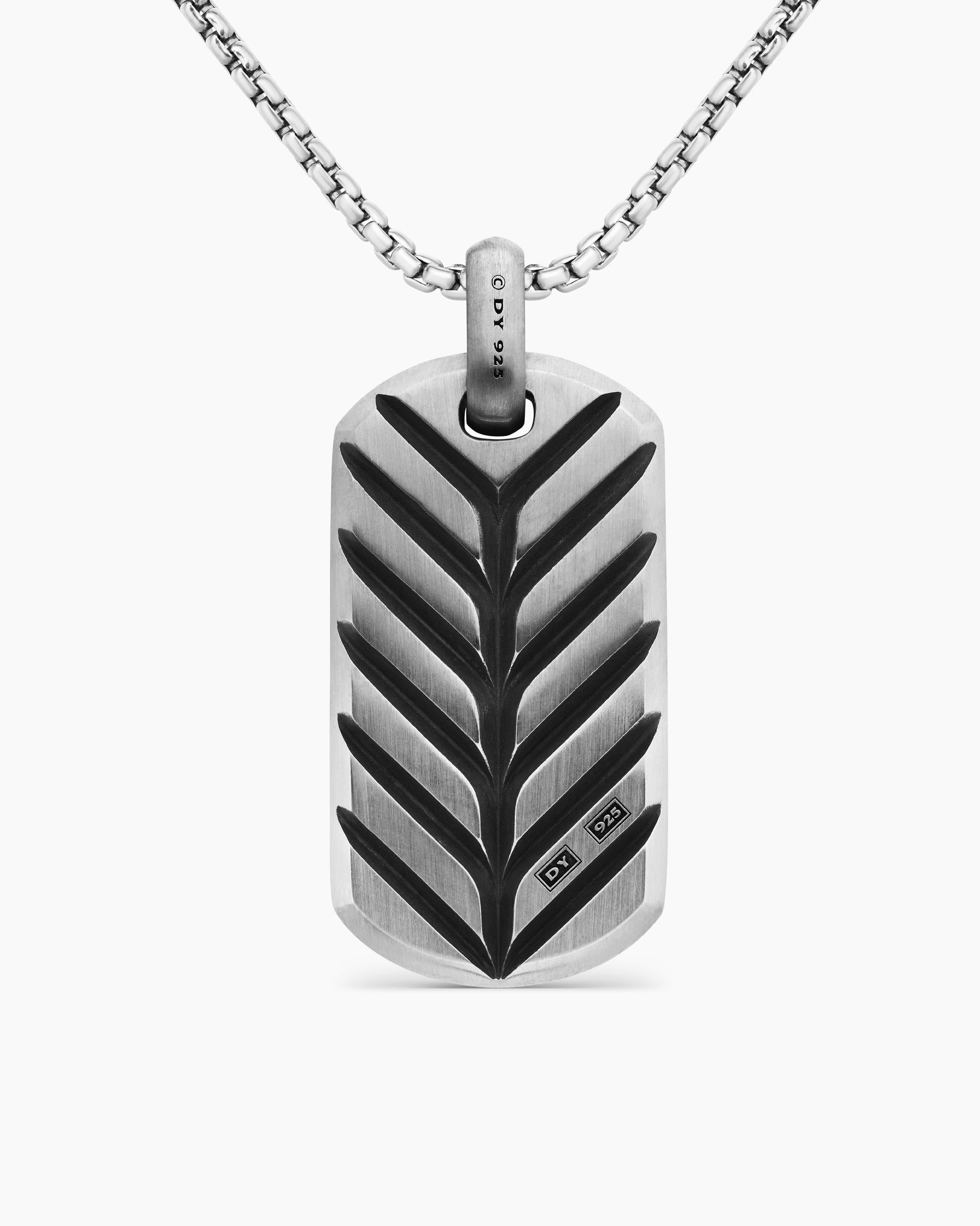 Chevron Tag in Sterling Silver with Black Diamonds, 42mm - Image 4