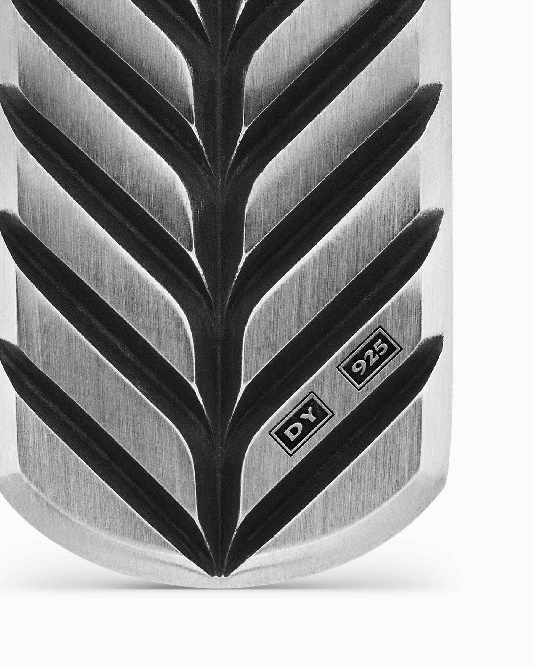 Chevron Tag in Sterling Silver with Black Diamonds, 42mm - Image 6