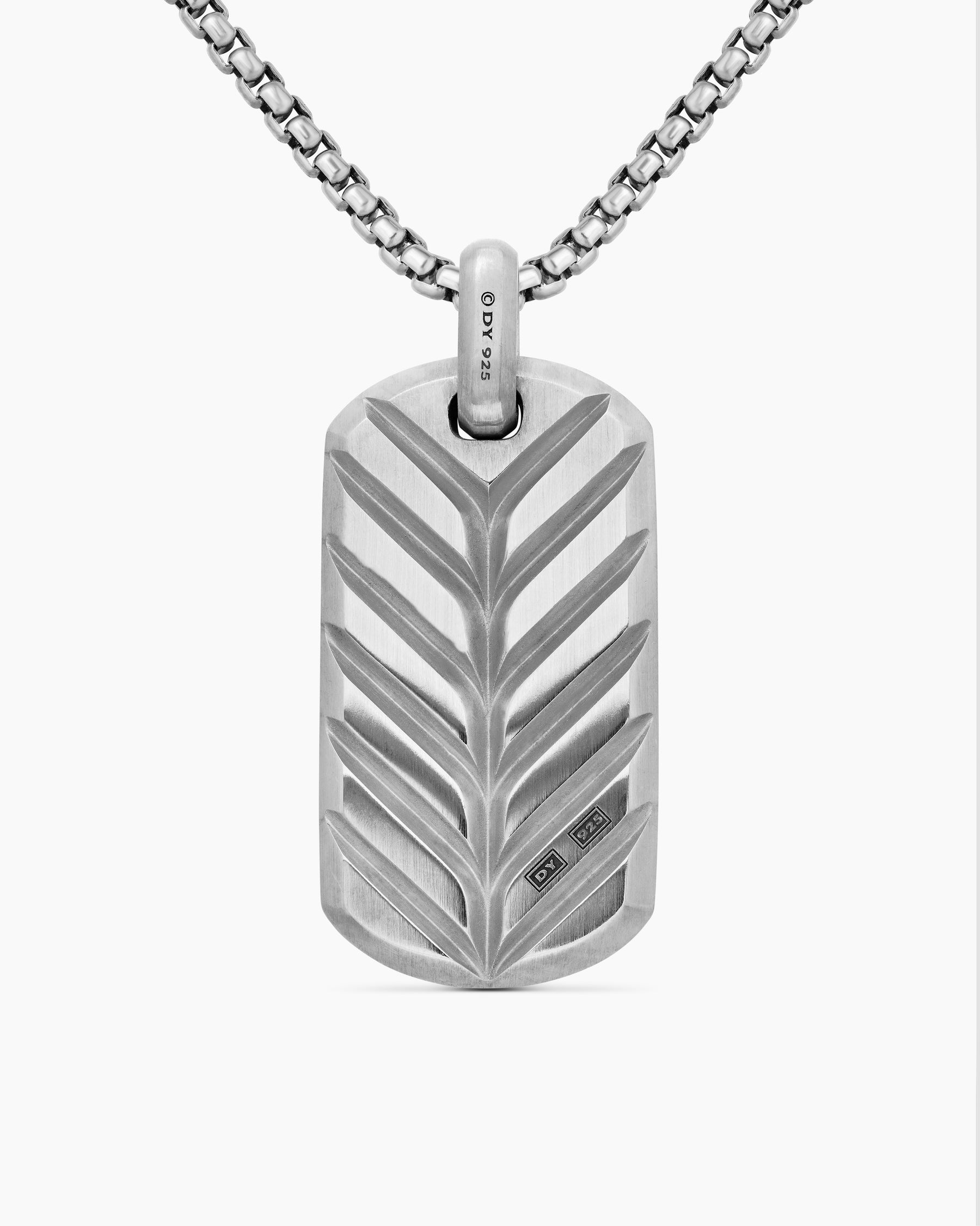 Chevron Tag in Sterling Silver with Diamonds, 42mm - Image 4