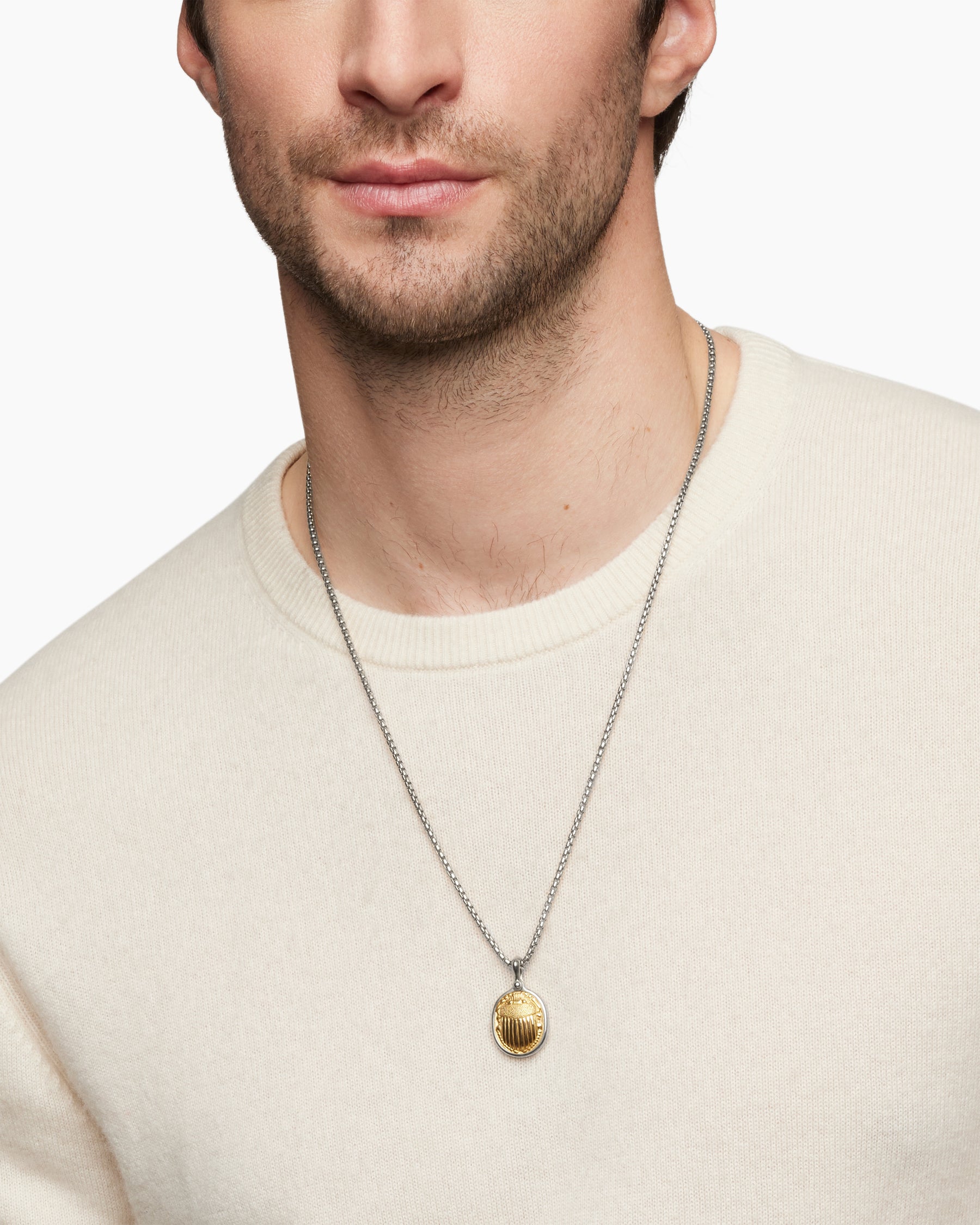 Alternative view of Petrvs Scarab Amulet in Sterling Silver with 18K Yellow Gold, 24mm