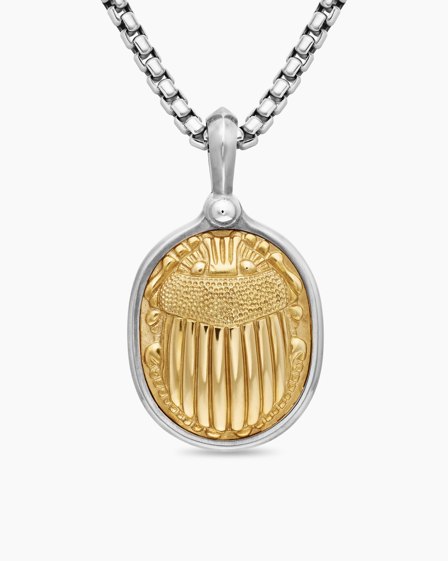 Petrvs Scarab Amulet in Sterling Silver with 18K Yellow Gold, 24mm