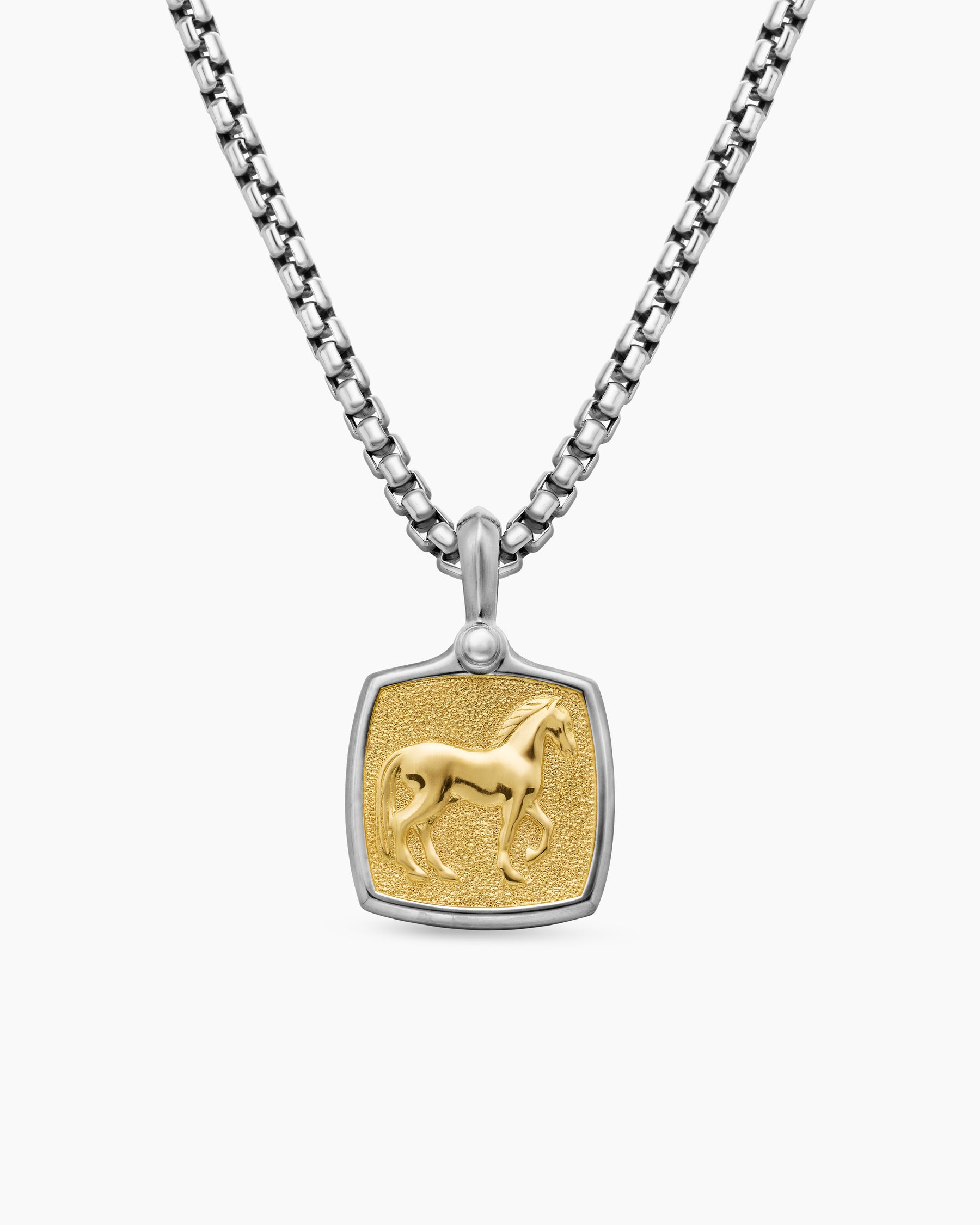Petrvs Horse Amulet in Sterling Silver with 18K Yellow Gold, 19mm