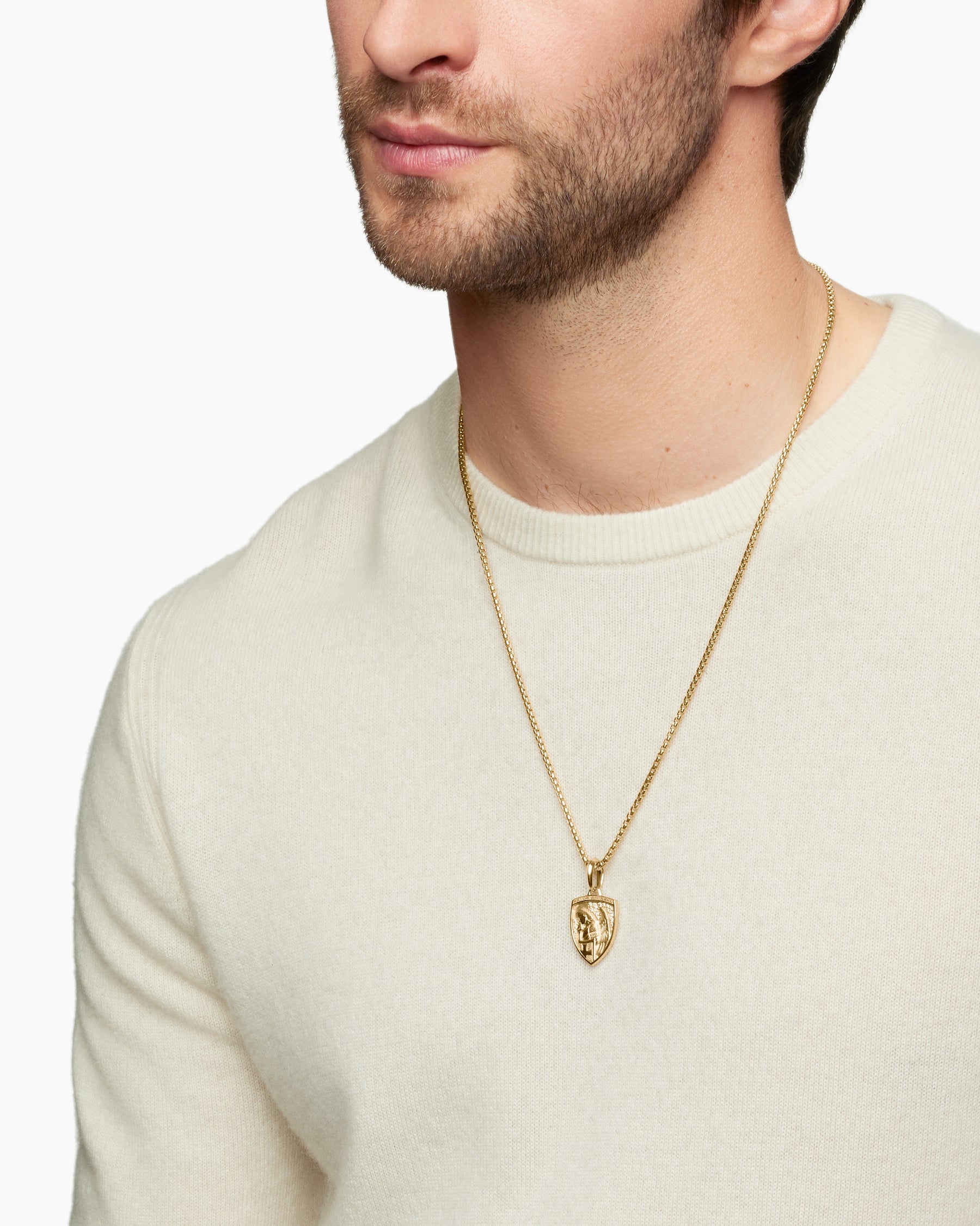 Alternative view of St. Michael Amulet in 18K Yellow Gold with Diamonds, 26mm