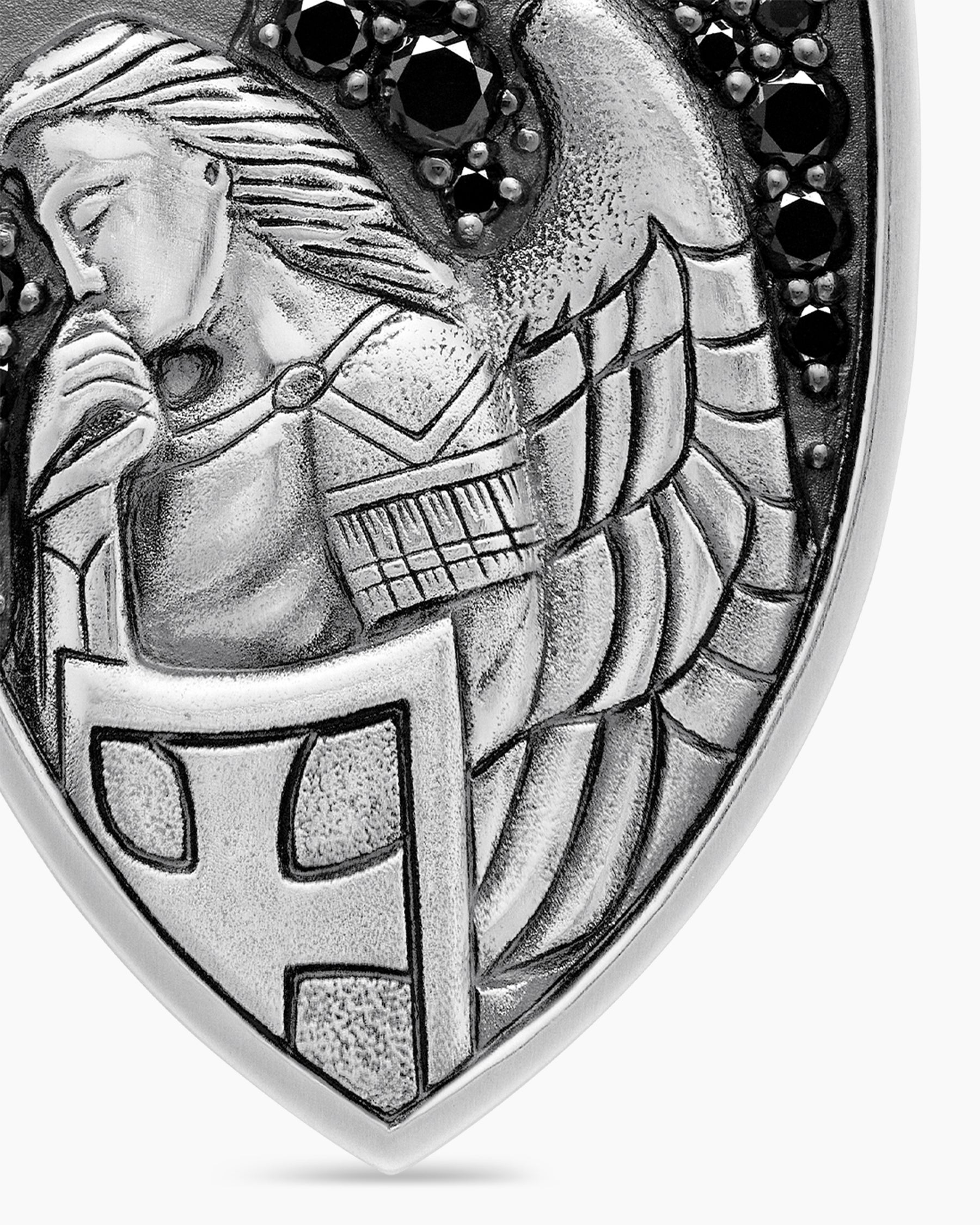St. Michael Amulet in Sterling Silver with Black Diamonds, 26mm - Image 5