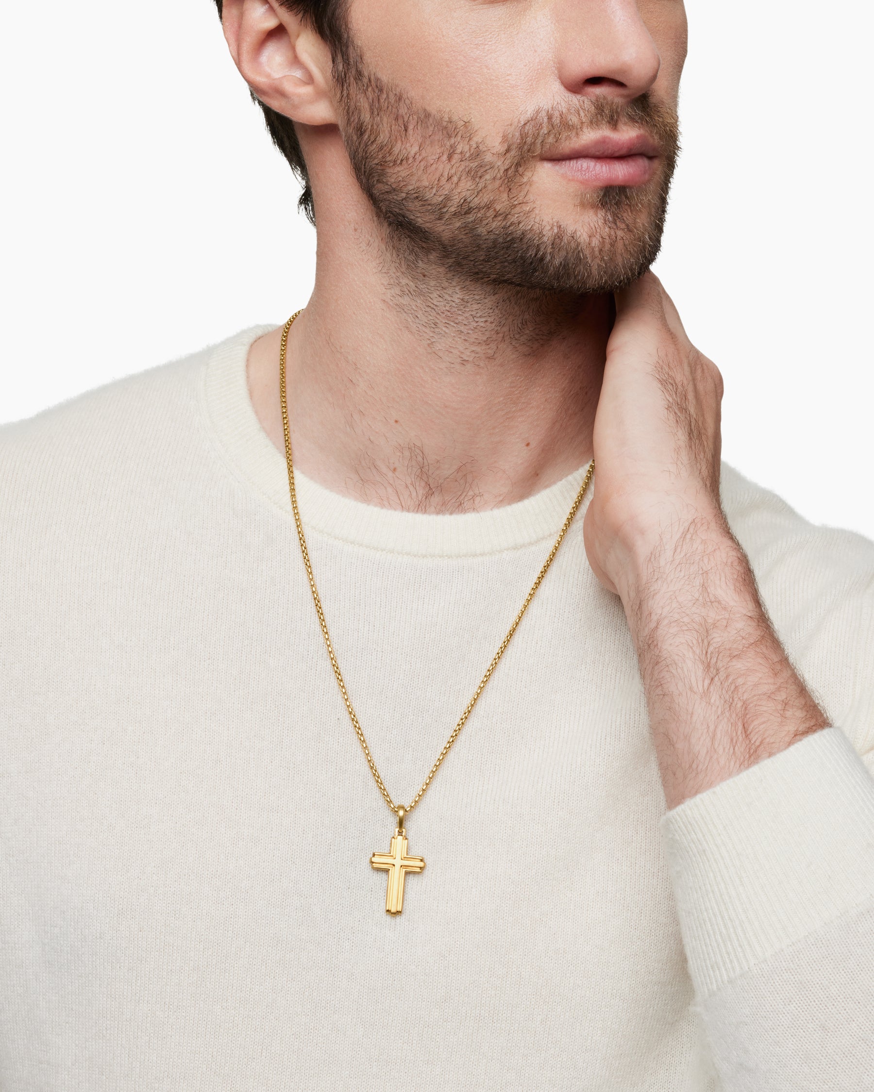 Cross Pendant in 18K Yellow Gold, 34mm - Image 7