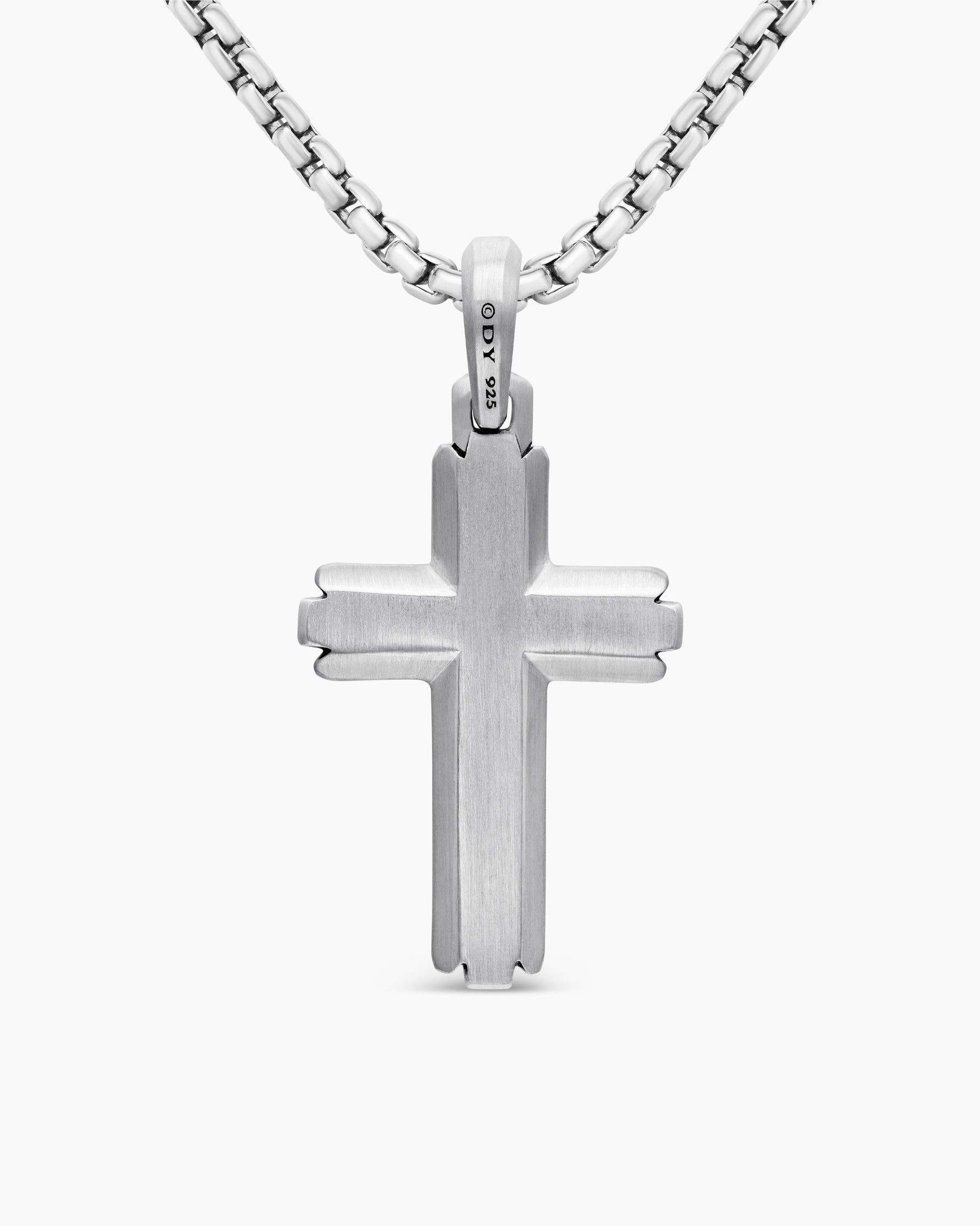 Cross Pendant in Sterling Silver with Black Diamonds, 34mm - Image 4