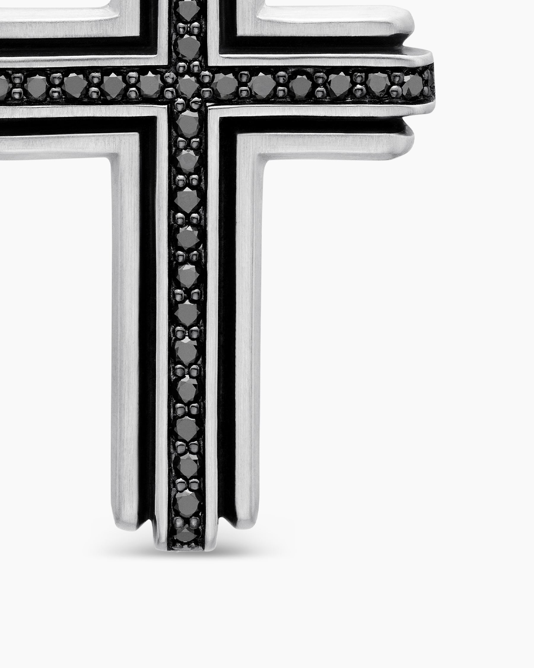 Cross Pendant in Sterling Silver with Black Diamonds, 34mm - Image 5