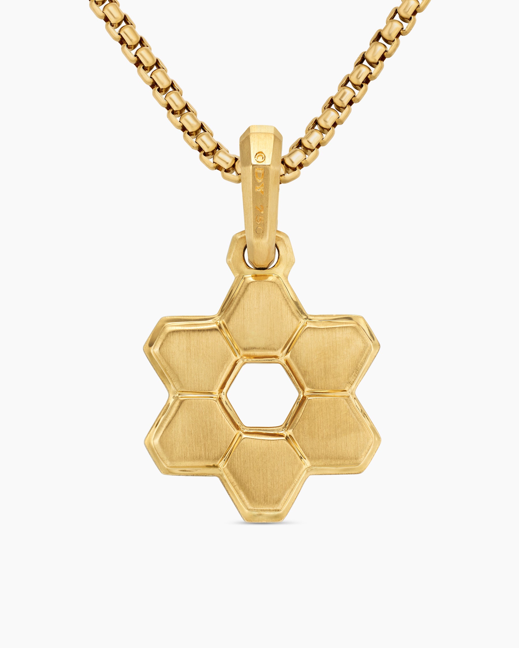 Deco Star of David Pendant in 18K Yellow Gold with Diamonds, 19.5mm - Image 4