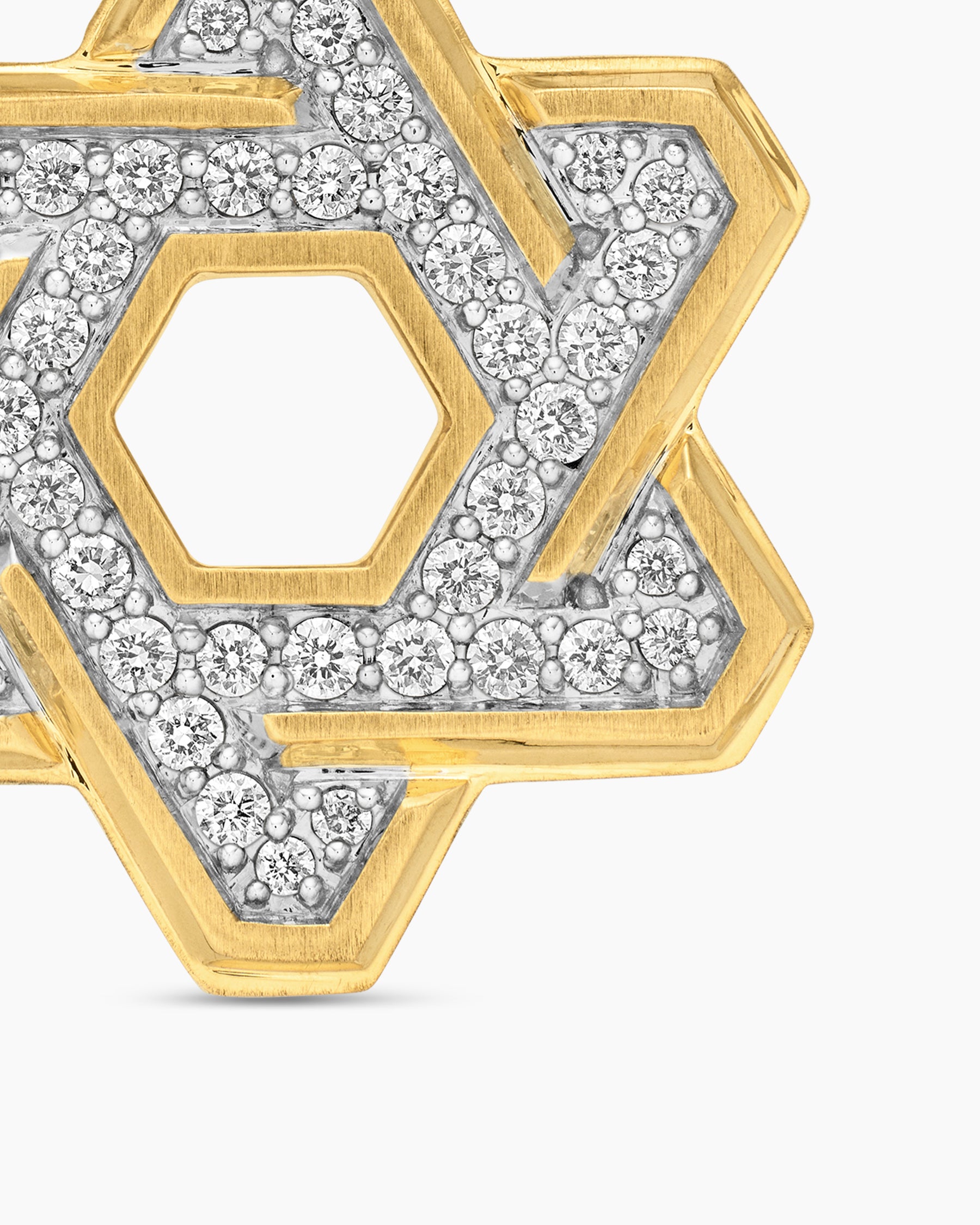 Deco Star of David Pendant in 18K Yellow Gold with Diamonds, 19.5mm - Image 5