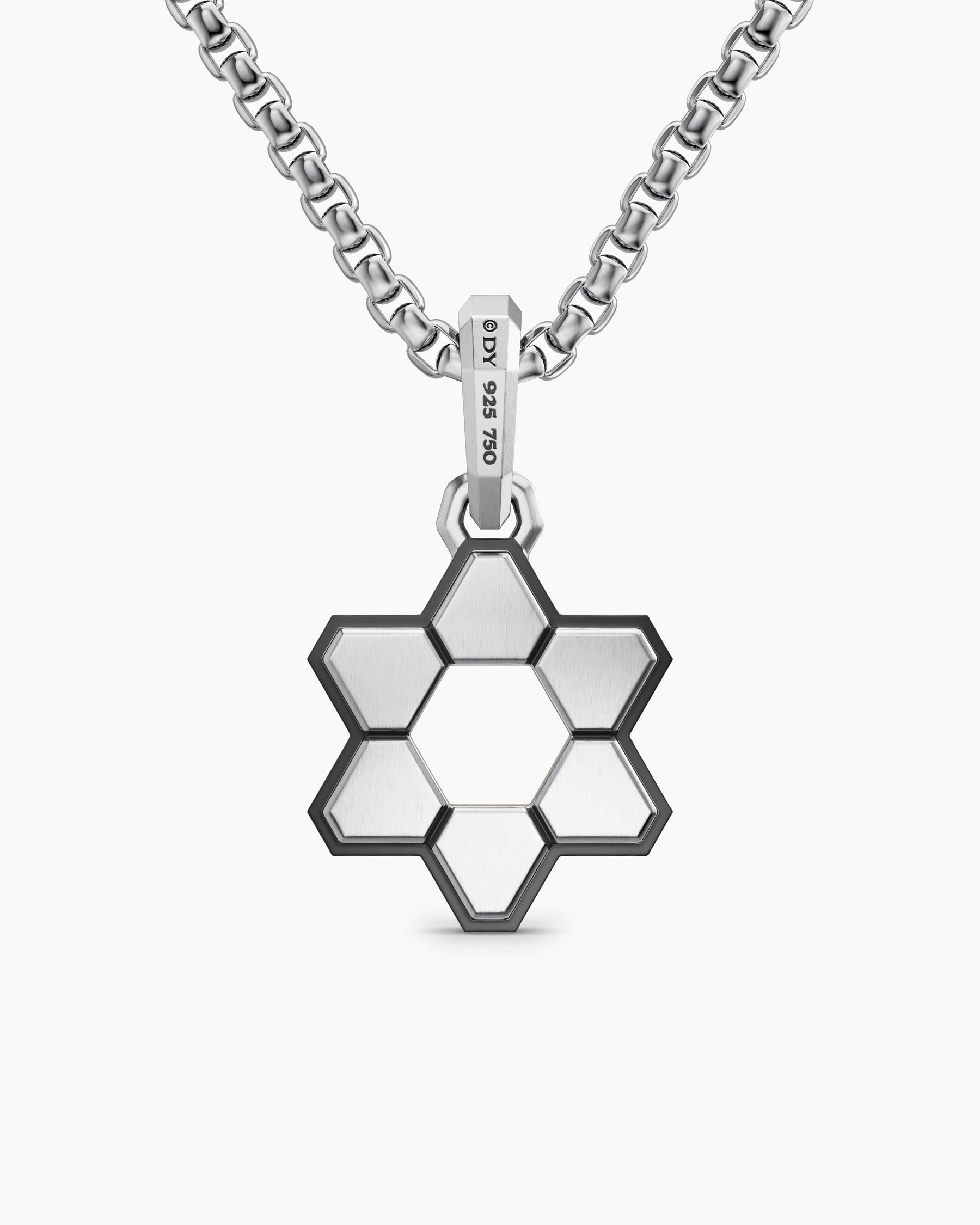 Deco Star of David Amulet in Sterling Silver with 14K Yellow Gold, 19.5mm - Image 4