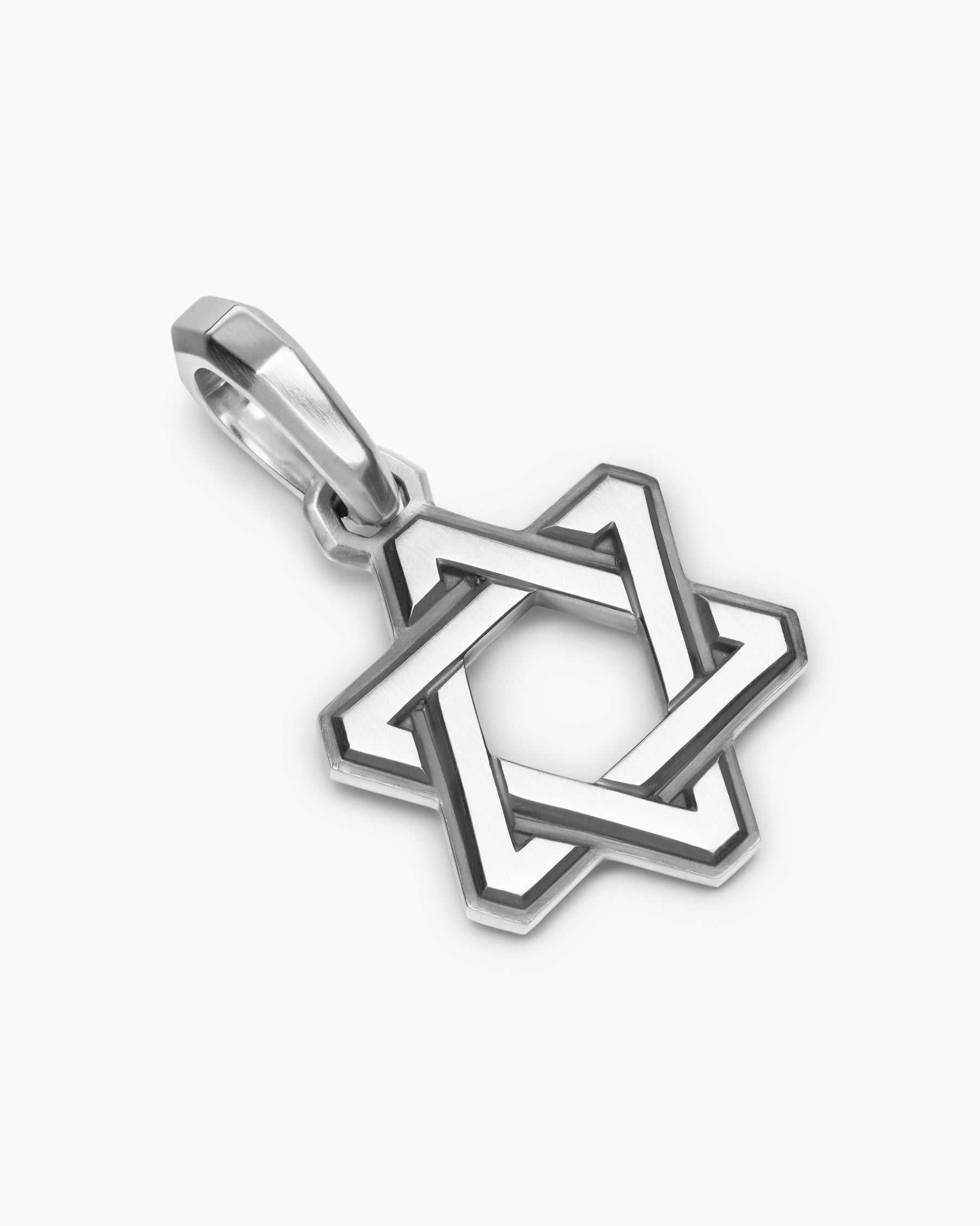 Deco Star of David Pendant in Sterling Silver, 19.5mm - Image 3