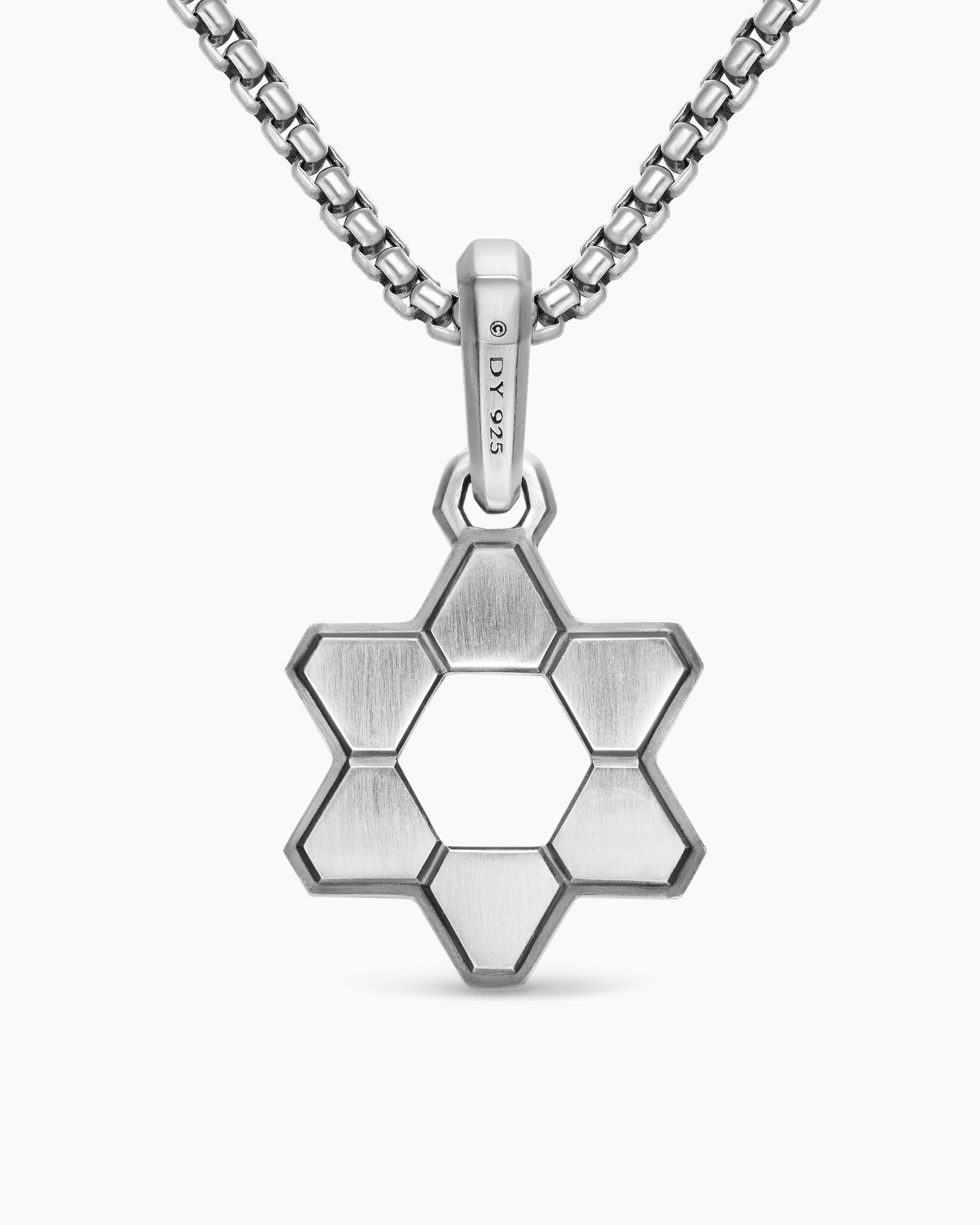 Deco Star of David Pendant in Sterling Silver, 19.5mm - Image 4