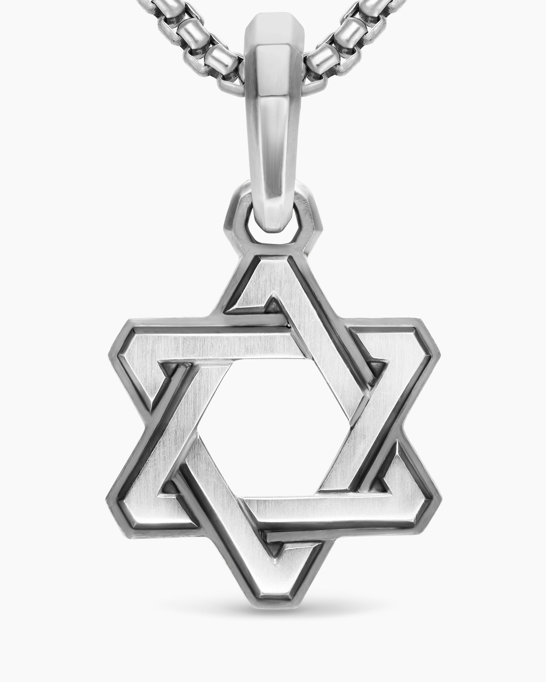 Deco Star of David Pendant in Sterling Silver, 19.5mm - Image 5