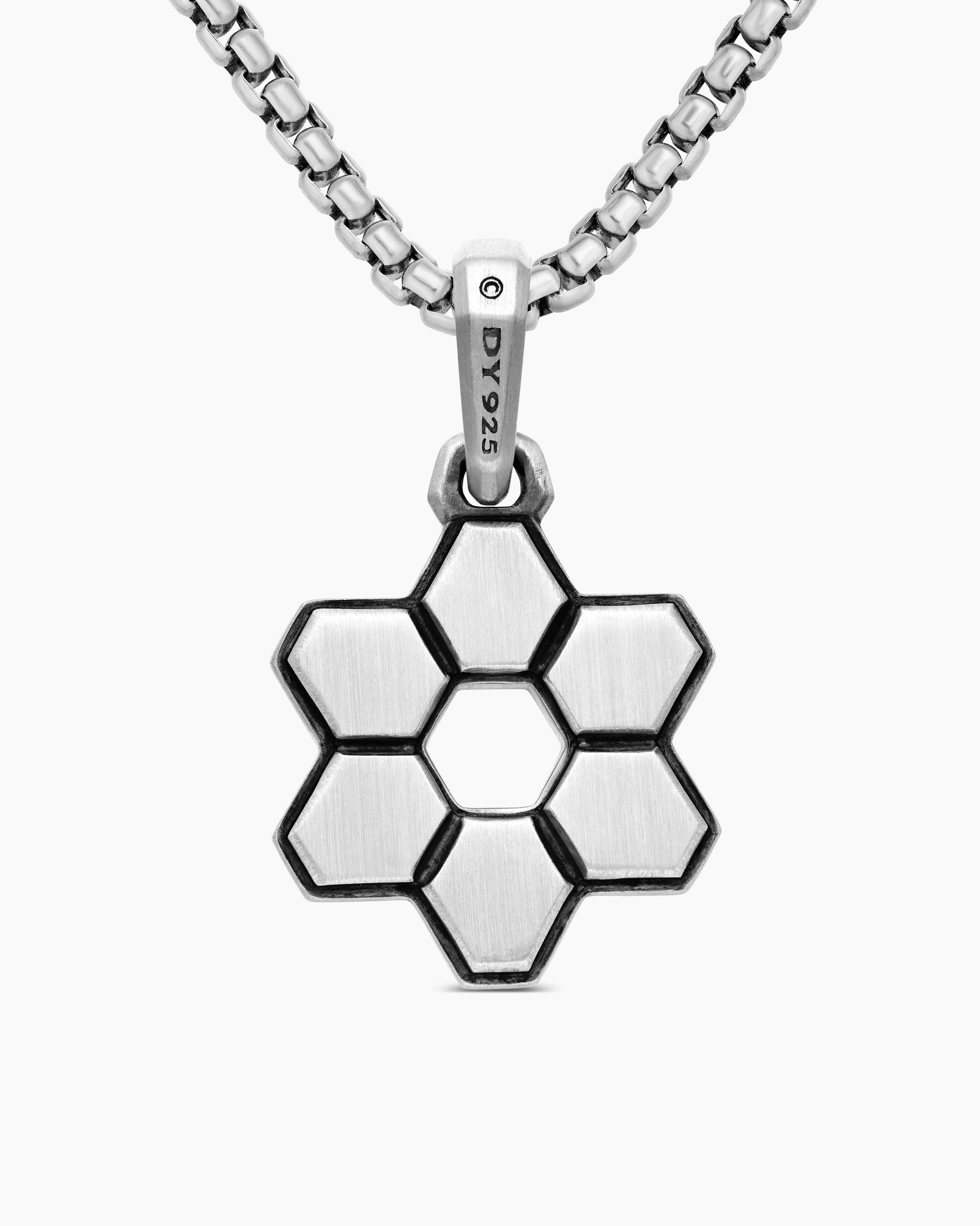 Deco Star of David Pendant in Sterling Silver with Black Diamonds, 19.5mm - Image 4