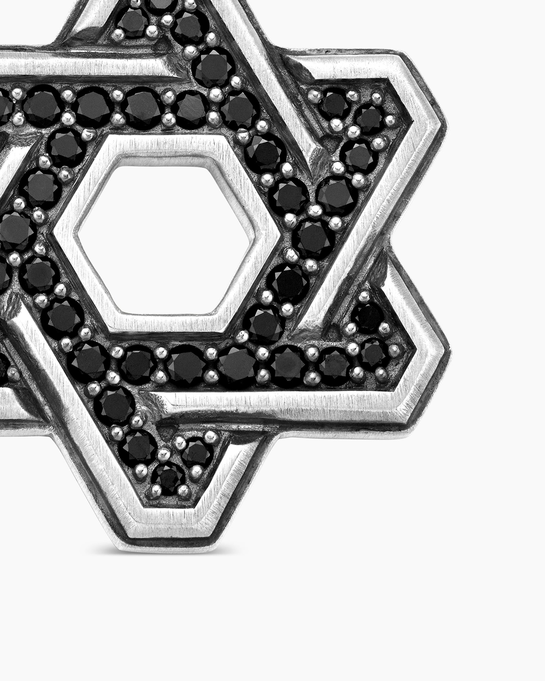 Deco Star of David Pendant in Sterling Silver with Black Diamonds, 19.5mm - Image 5