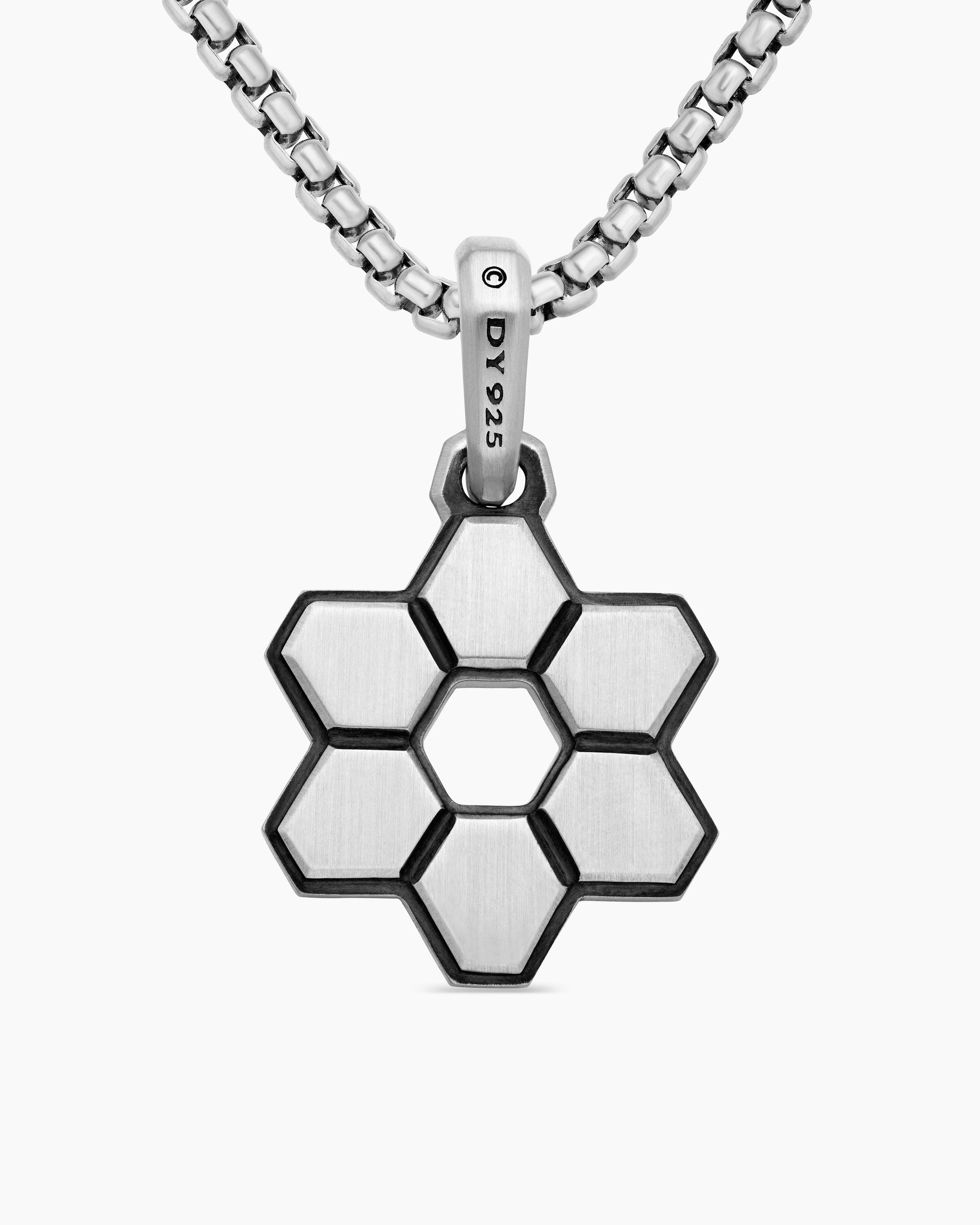 Deco Star of David Pendant in Sterling Silver with Diamonds, 19.5mm - Image 4