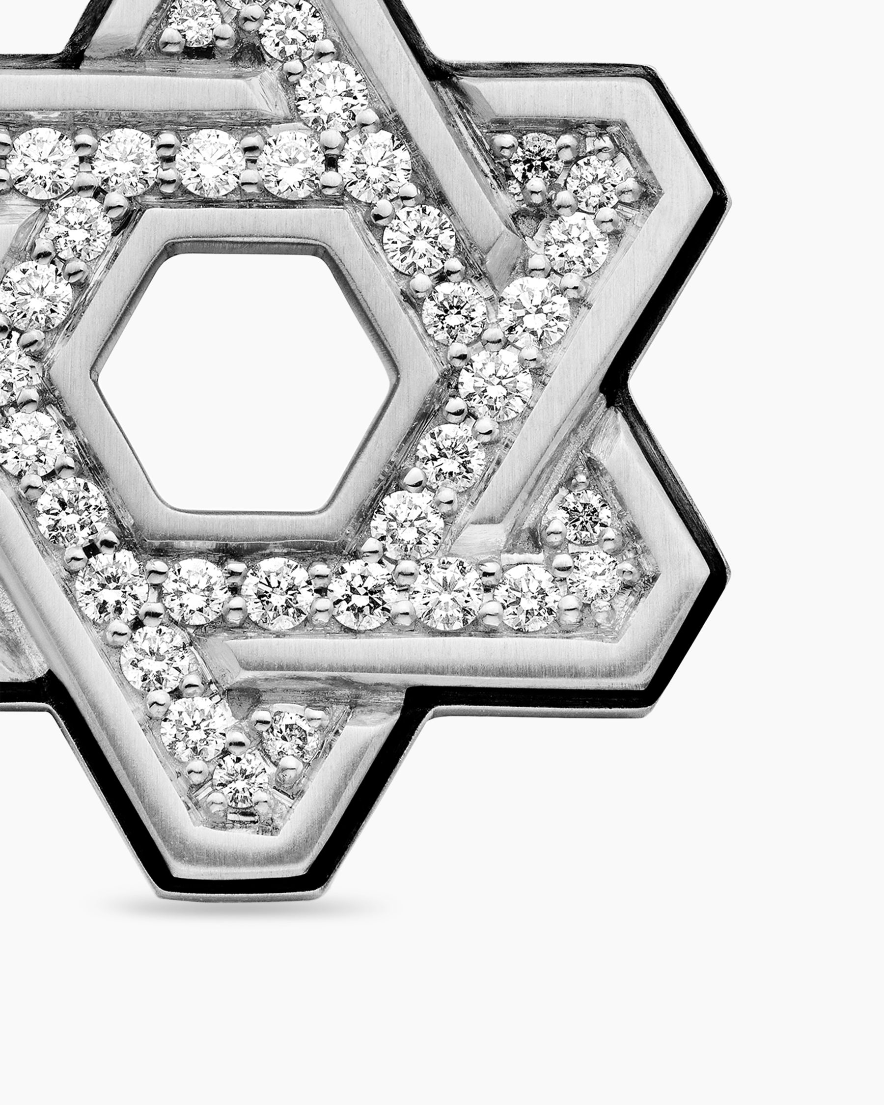 Deco Star of David Pendant in Sterling Silver with Diamonds, 19.5mm - Image 5