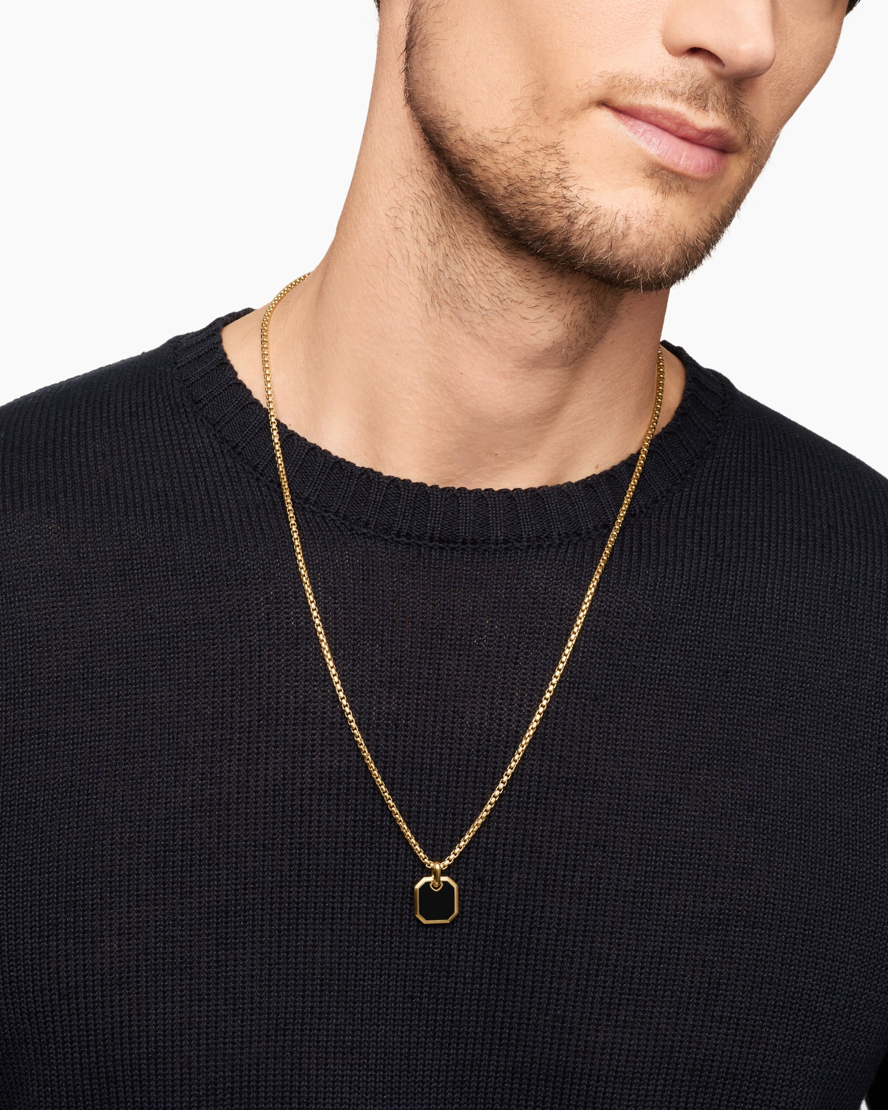 Octagonal Amulet in 18K Yellow Gold with Black Onyx, 15mm - Image 7