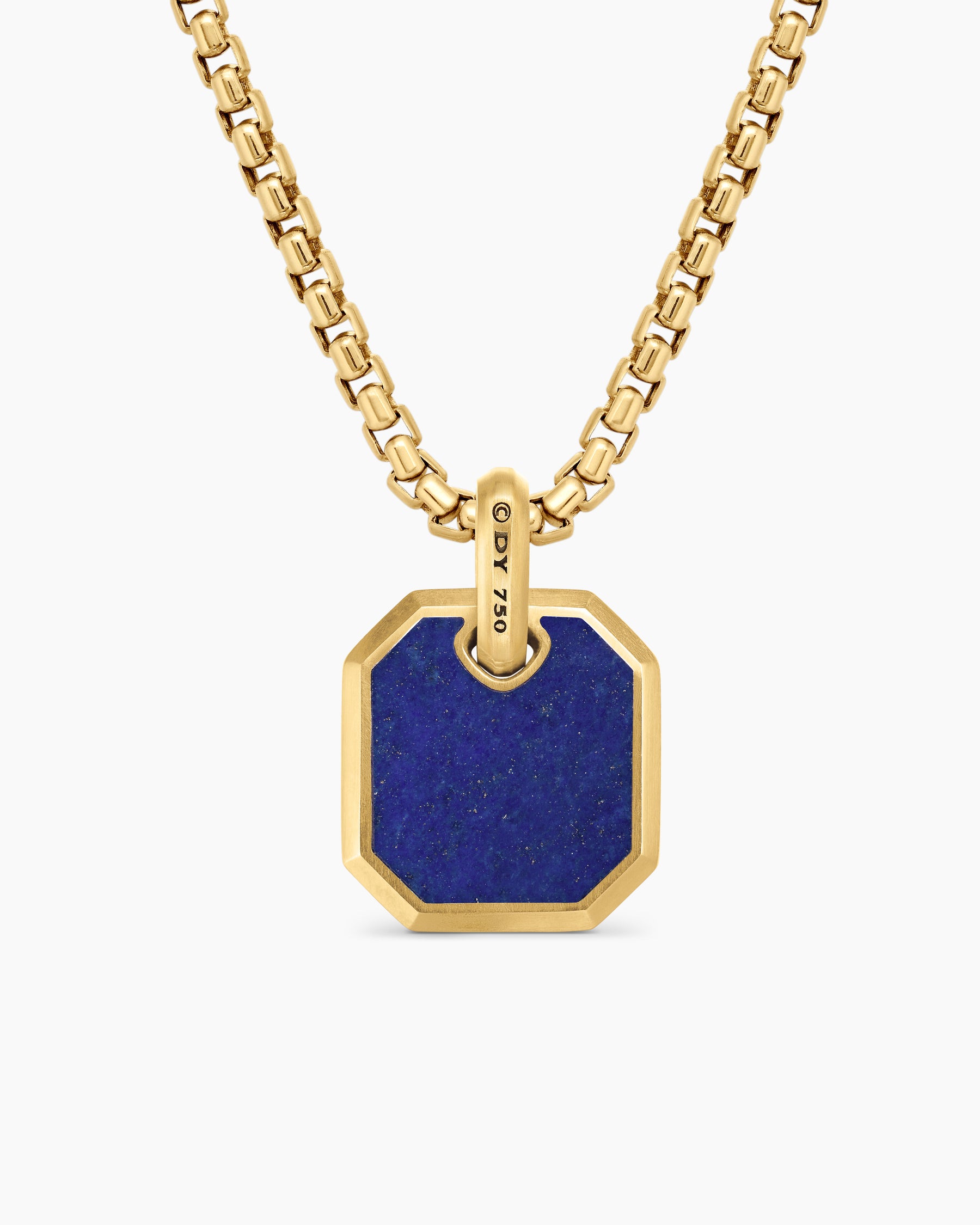 Octagonal Amulet in 18K Yellow Gold with Lapis, 15mm - Image 4