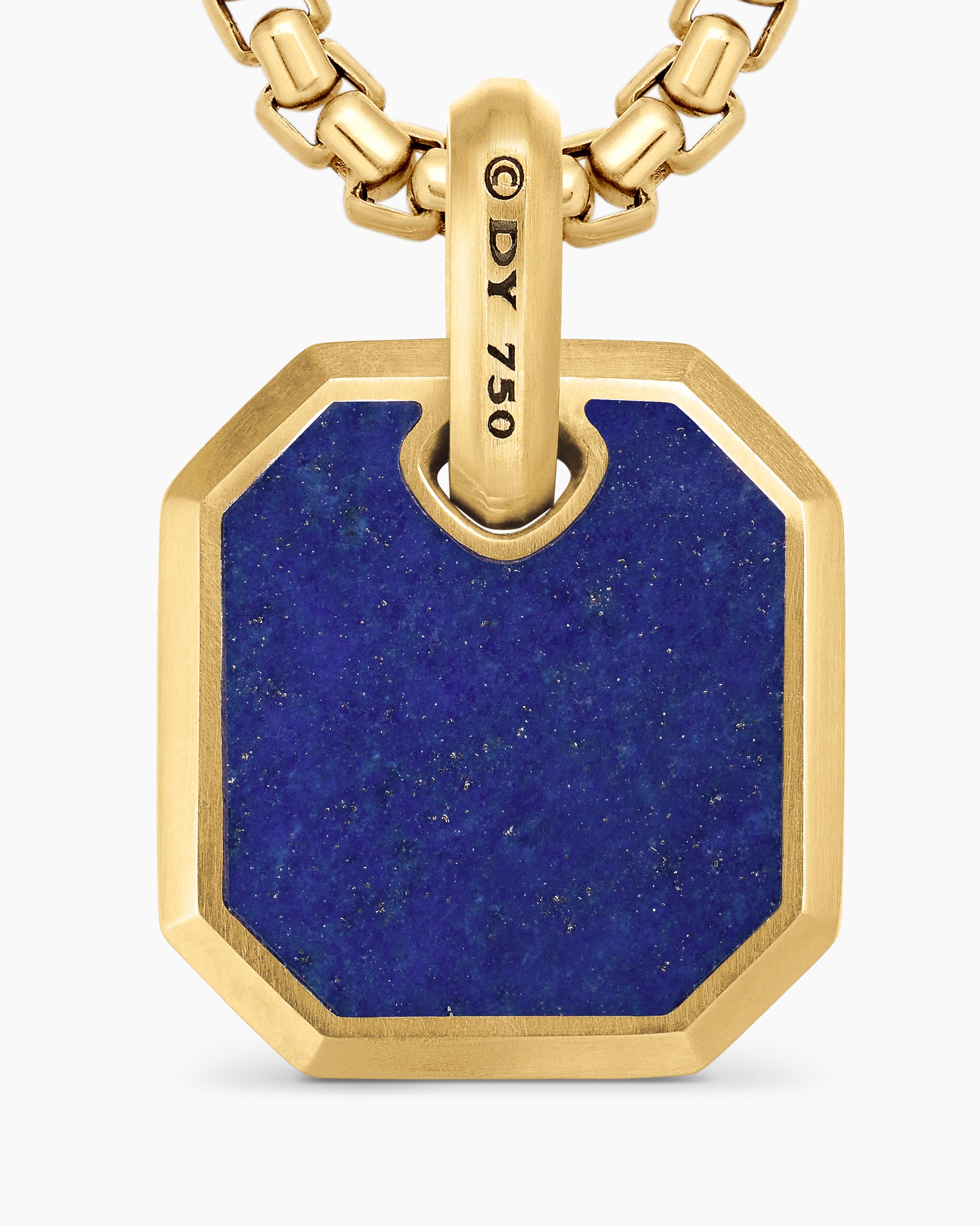 Octagonal Amulet in 18K Yellow Gold with Lapis, 15mm - Image 6