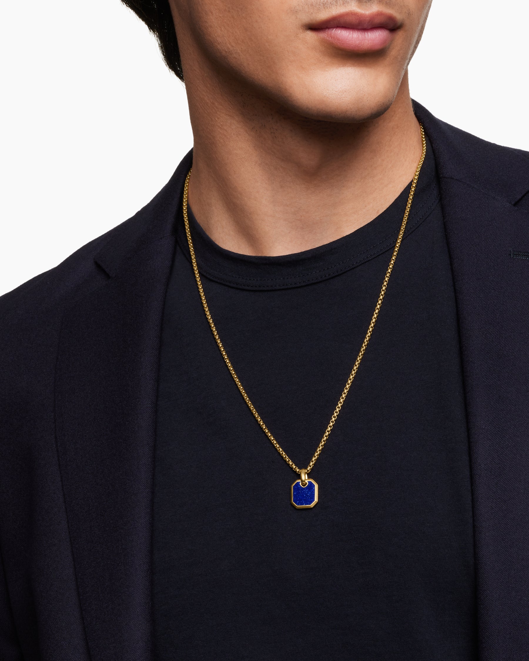 Octagonal Amulet in 18K Yellow Gold with Lapis, 15mm - Image 7
