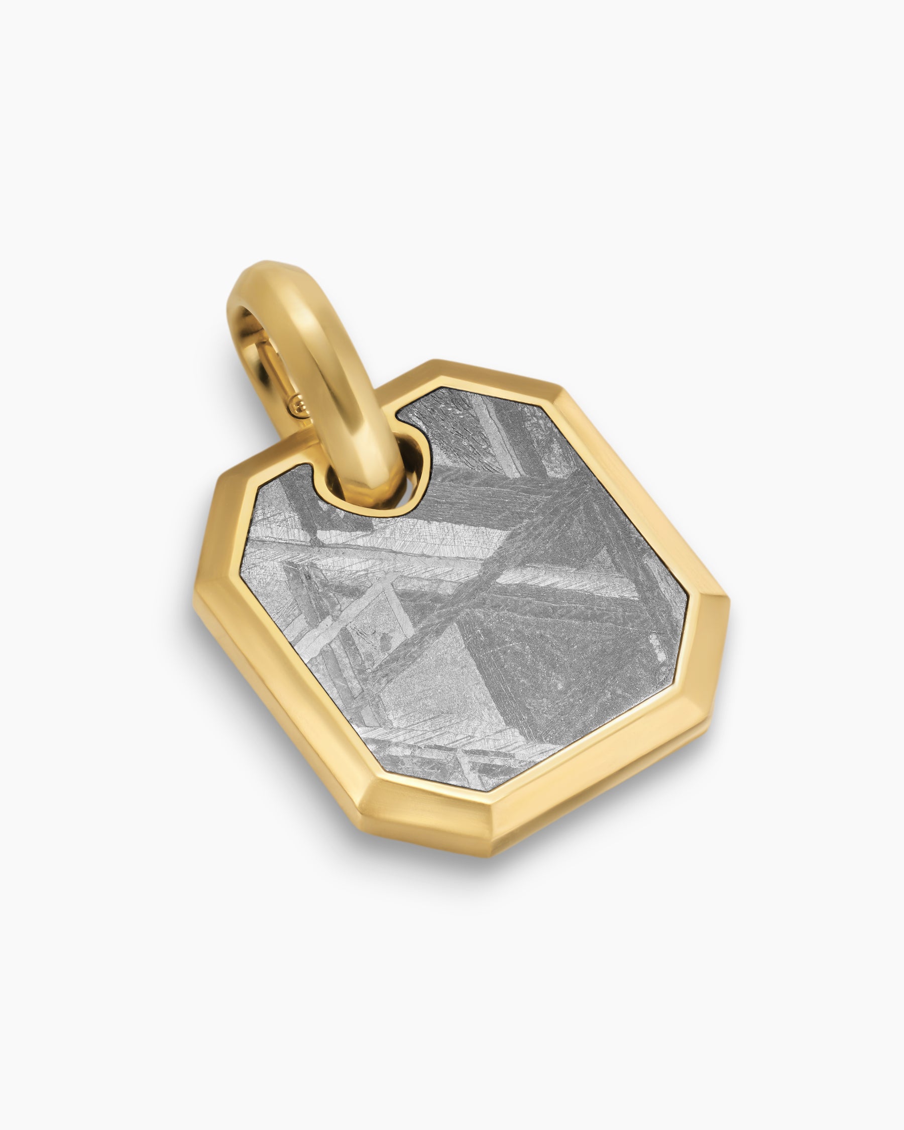 Octagonal Amulet in 18K Yellow Gold with Meteorite, 15mm - Image 3