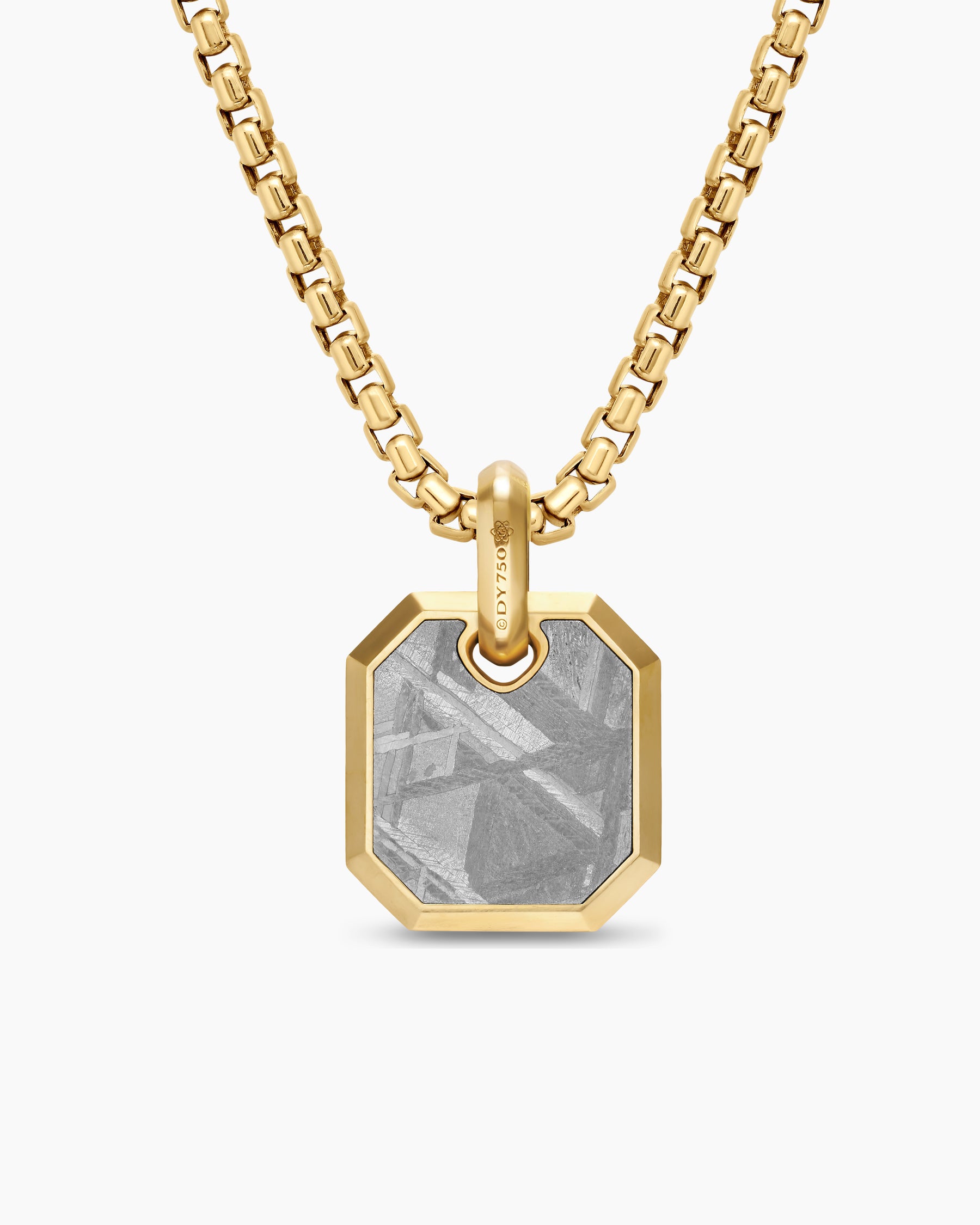 Octagonal Amulet in 18K Yellow Gold with Meteorite, 15mm - Image 4